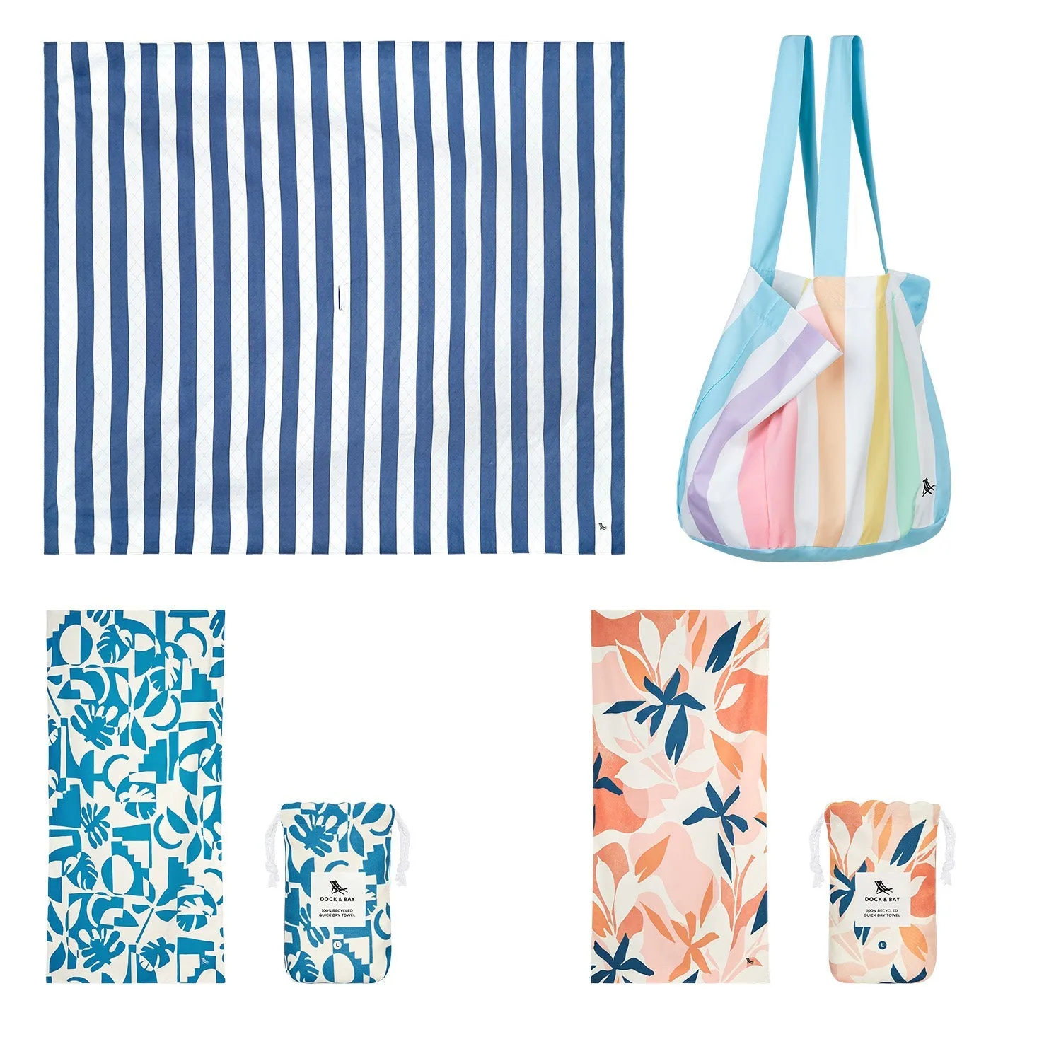 Dock & Bay 2 x Beach Towel   Bag   Picnic Blanket - Whitsunday Blue