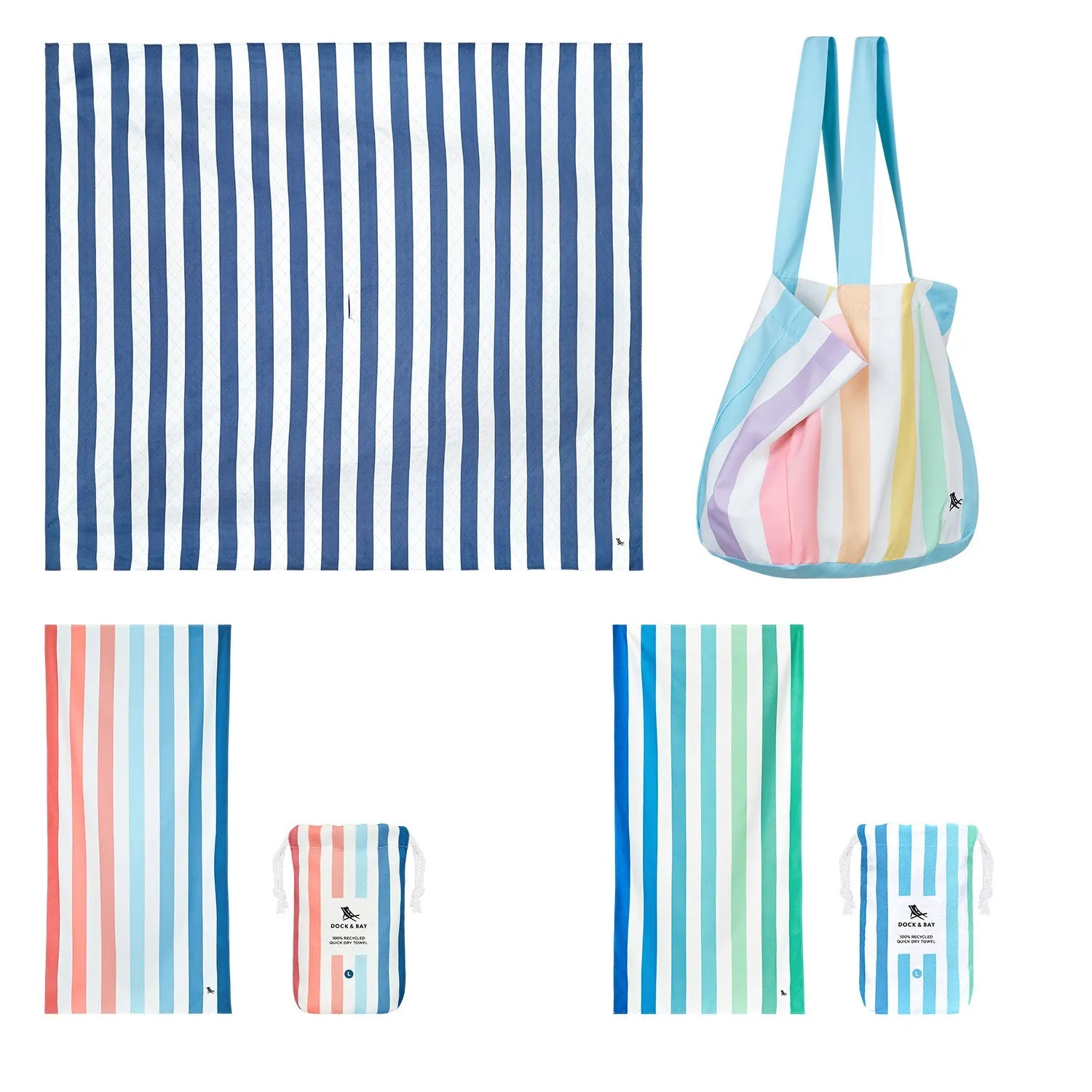 Dock & Bay 2 x Beach Towel   Bag   Picnic Blanket - Whitsunday Blue
