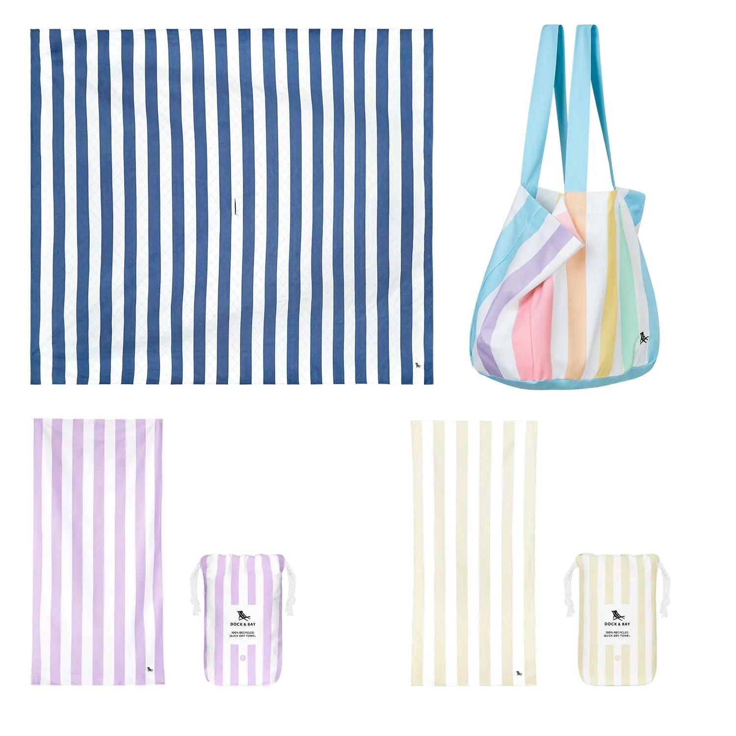 Dock & Bay 2 x Beach Towel   Bag   Picnic Blanket - Whitsunday Blue