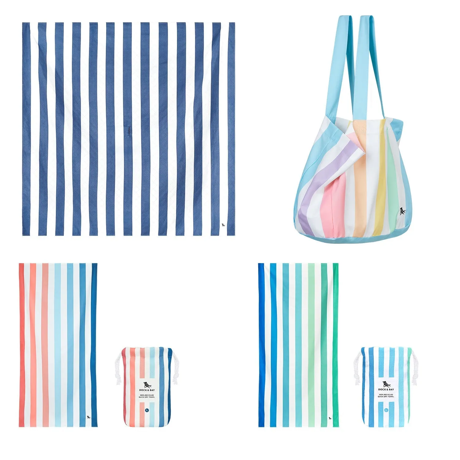 Dock & Bay 2 x Beach Towel   Bag   Picnic Blanket - Whitsunday Blue