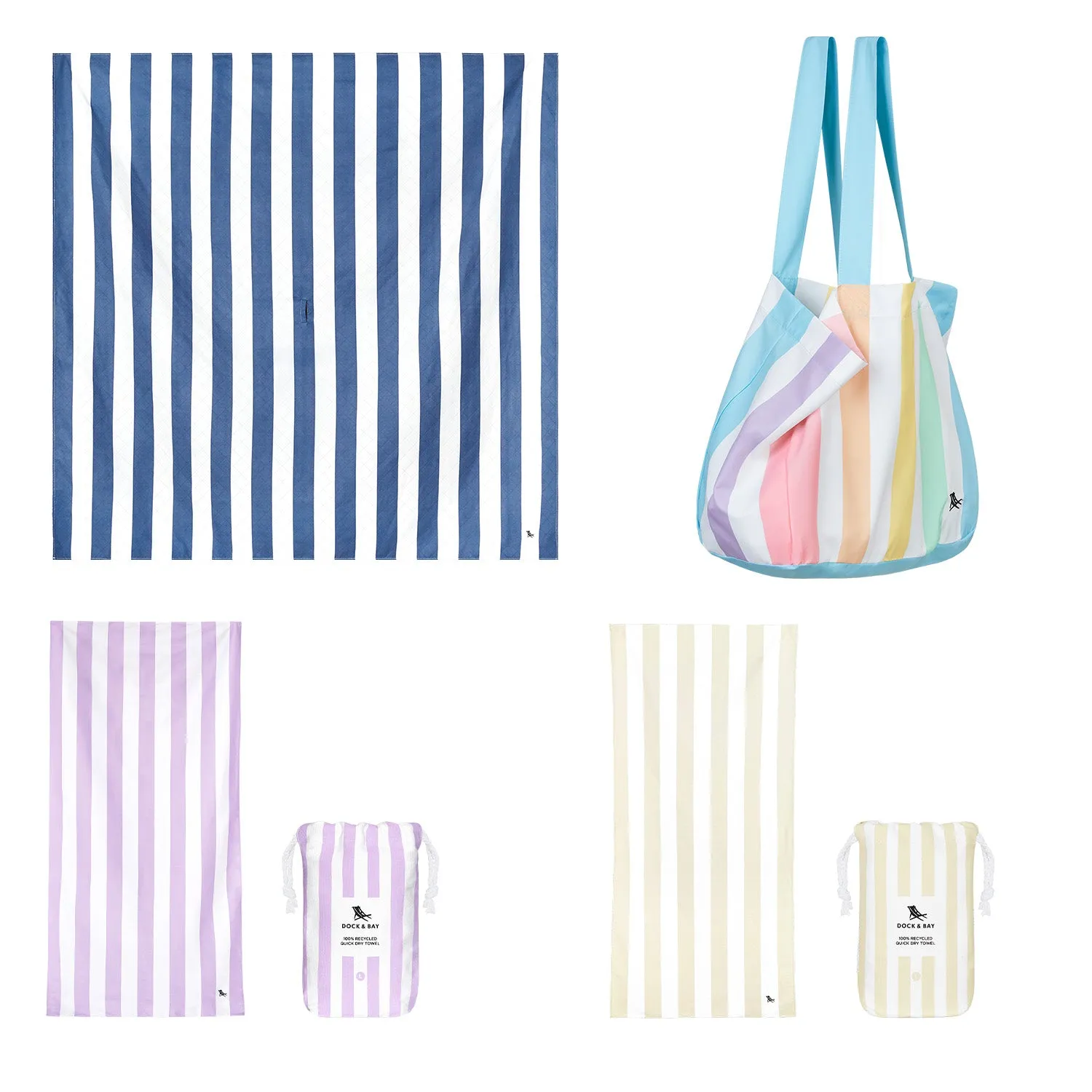 Dock & Bay 2 x Beach Towel   Bag   Picnic Blanket - Whitsunday Blue