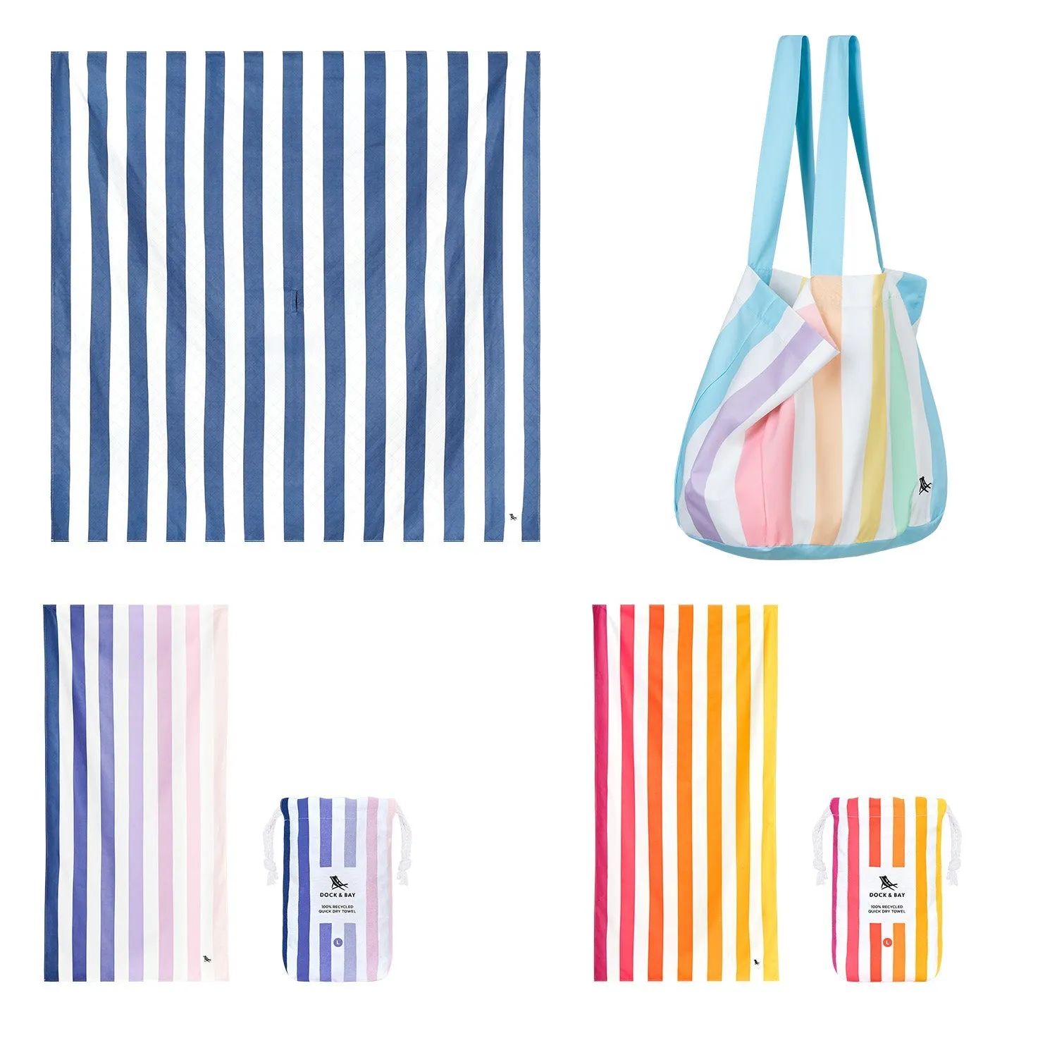Dock & Bay 2 x Beach Towel   Bag   Picnic Blanket - Whitsunday Blue