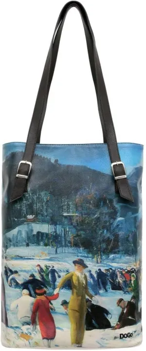 DOGO Vegan Women's Shoulder Bags Shoulder Bags Tall Bag - Brush Strokes, blue