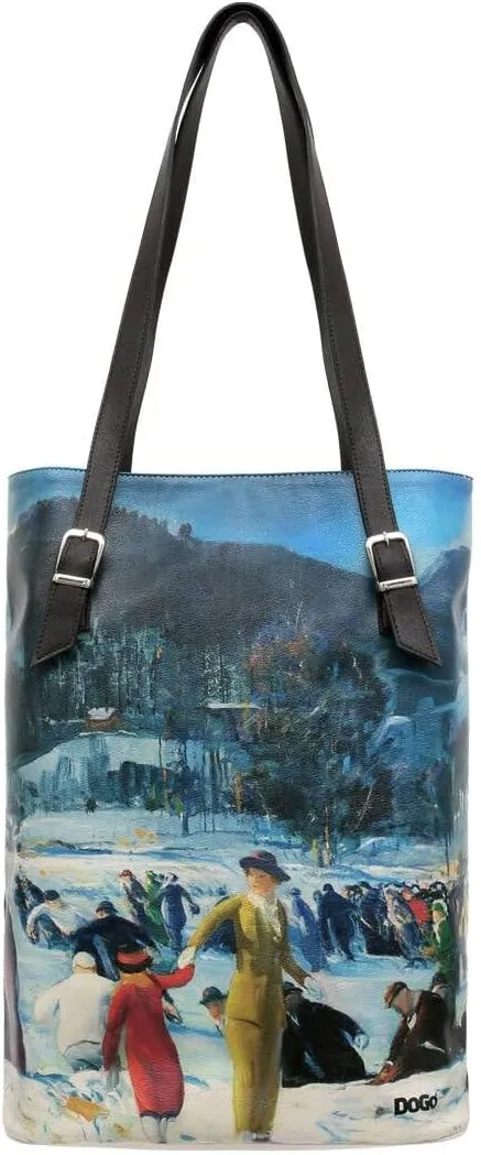 DOGO Vegan Women's Shoulder Bags Shoulder Bags Tall Bag - Brush Strokes, blue