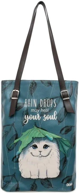 DOGO Vegan Women's Shoulder Bags Shoulder Bags Tall Bag - Rain Drops May Heal Your Soul, blue