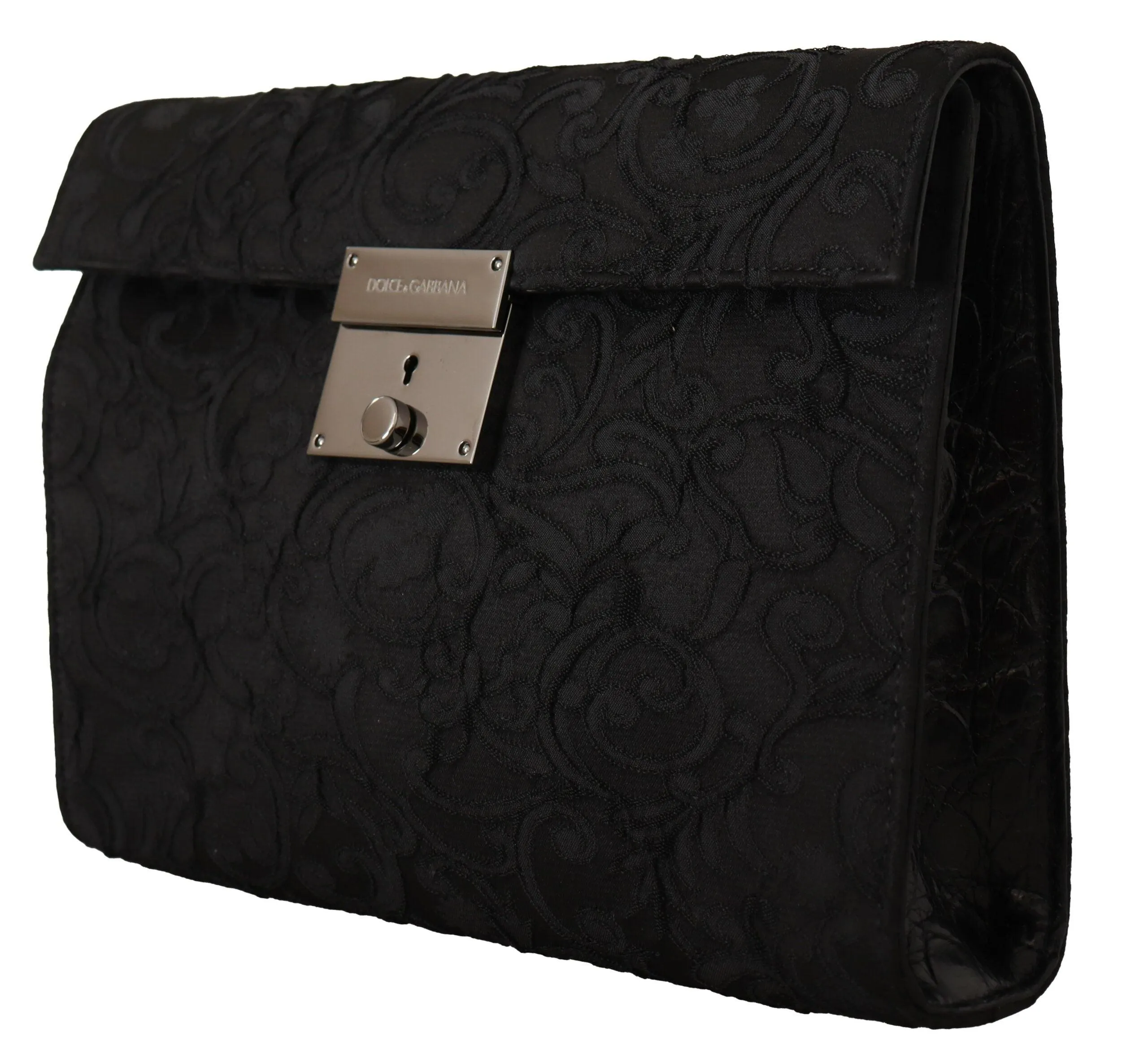 Dolce & Gabbana Black Jacquard Leather Document Briefcase Bag