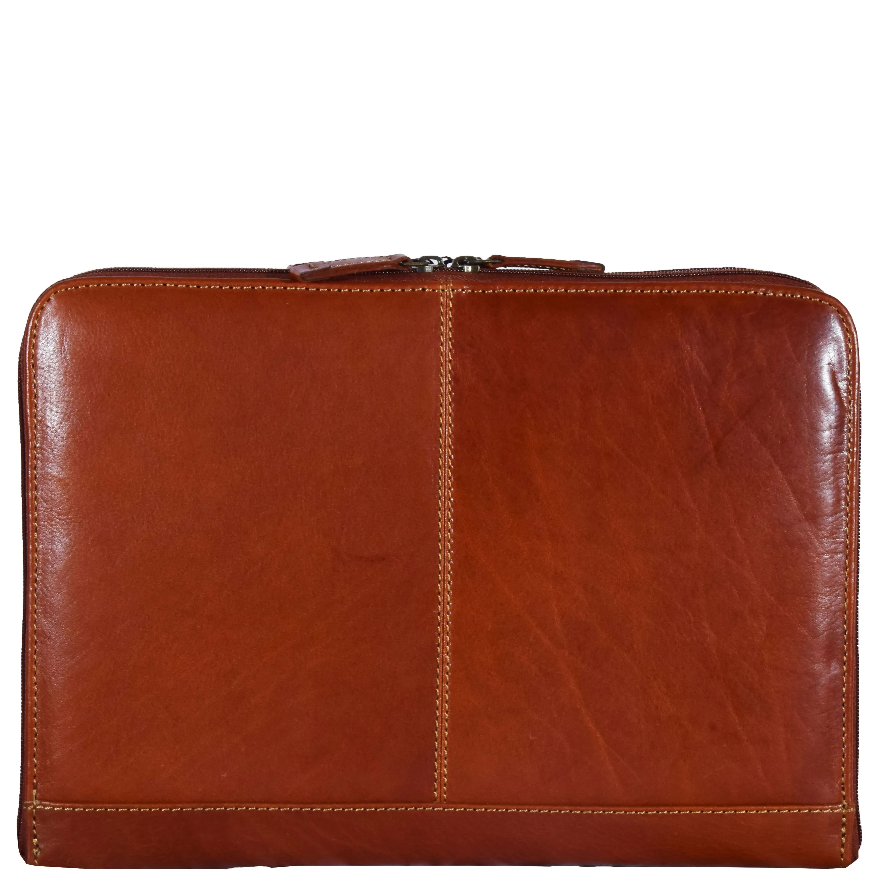 DR293 Real Leather Portfolio Case A4 Document Holder Chestnut