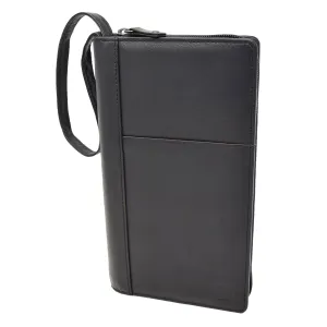 DR419 Zip Around Documents Leather Wallet Black