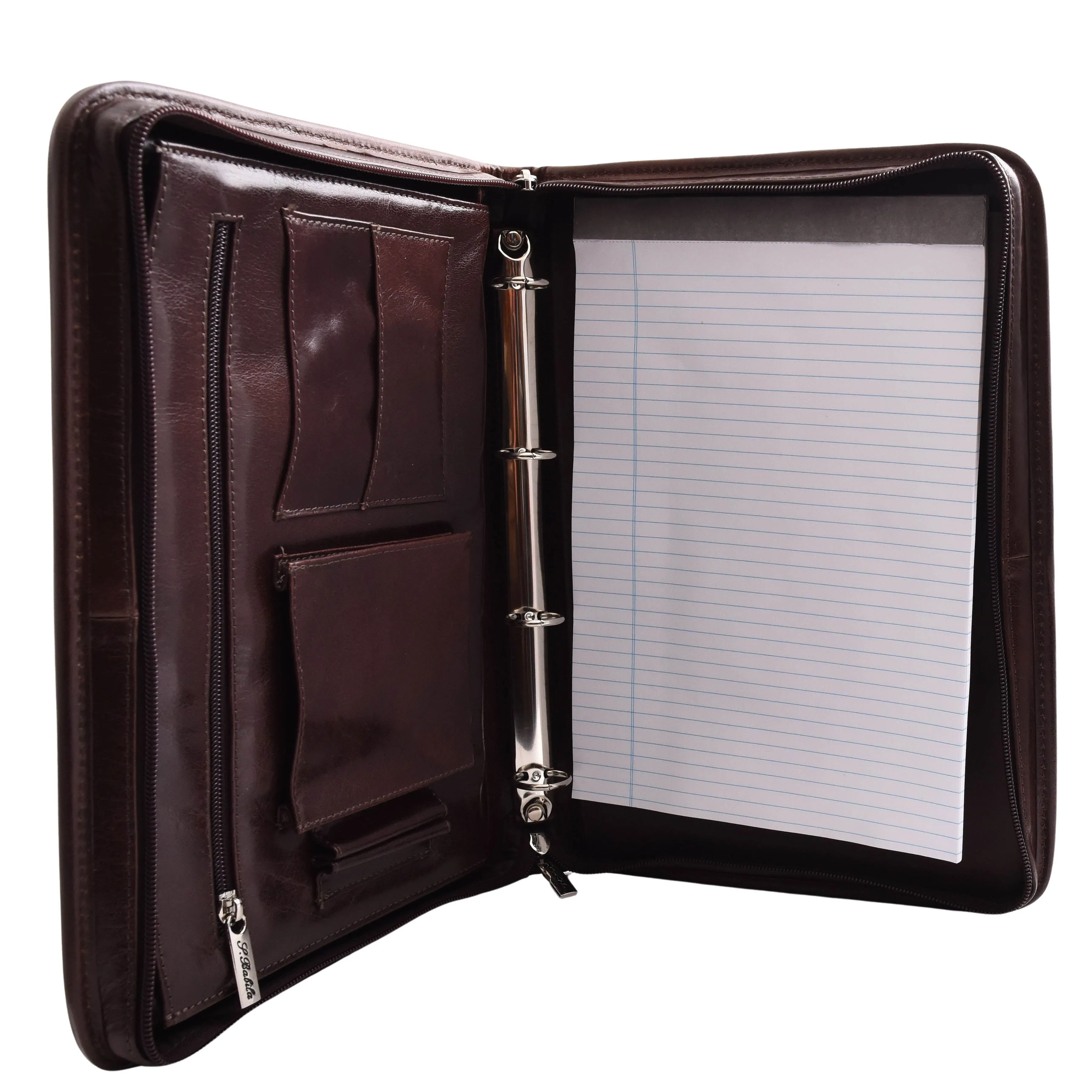 DR482 Real Leather Portfolio Ring Binder Case Brown