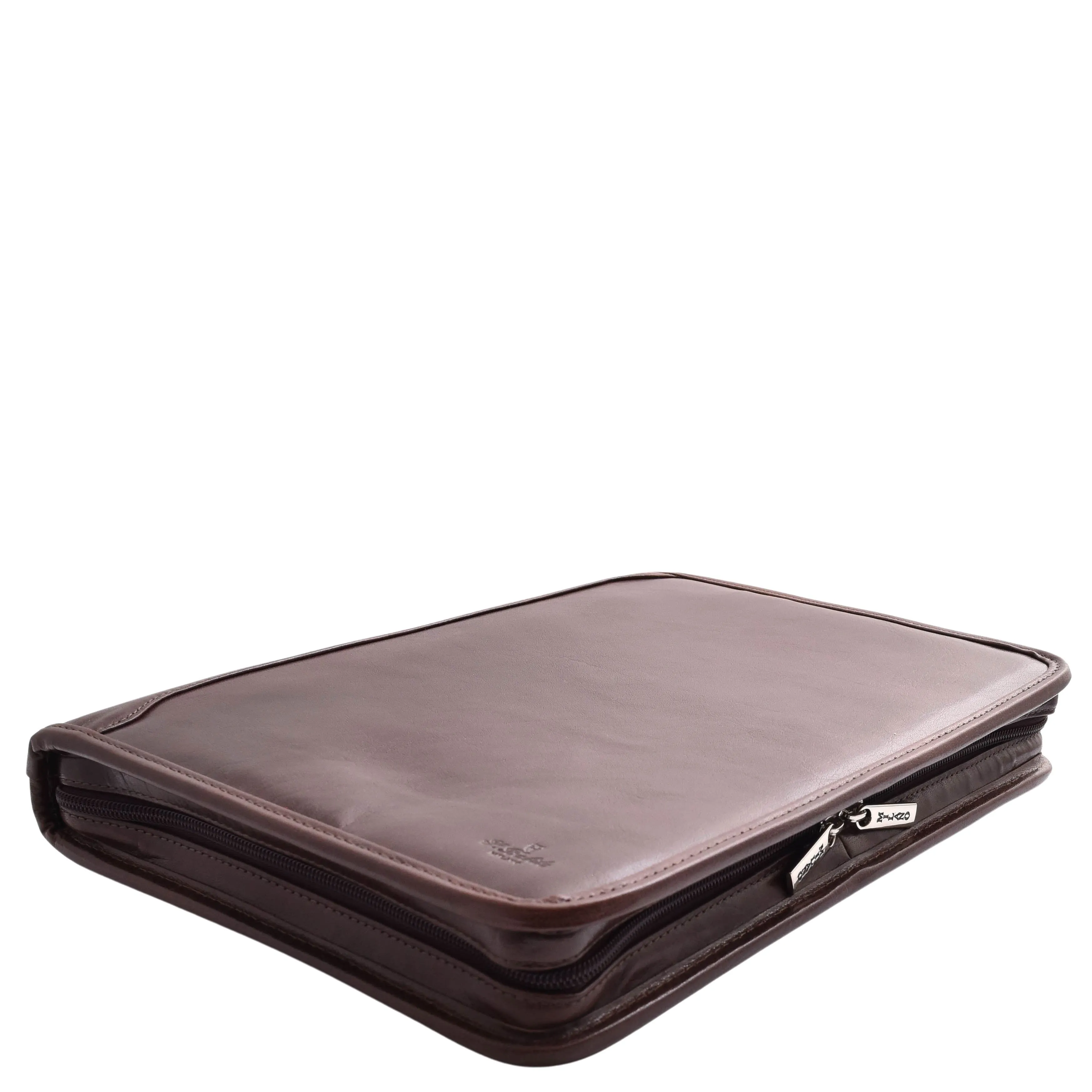 DR482 Real Leather Portfolio Ring Binder Case Brown