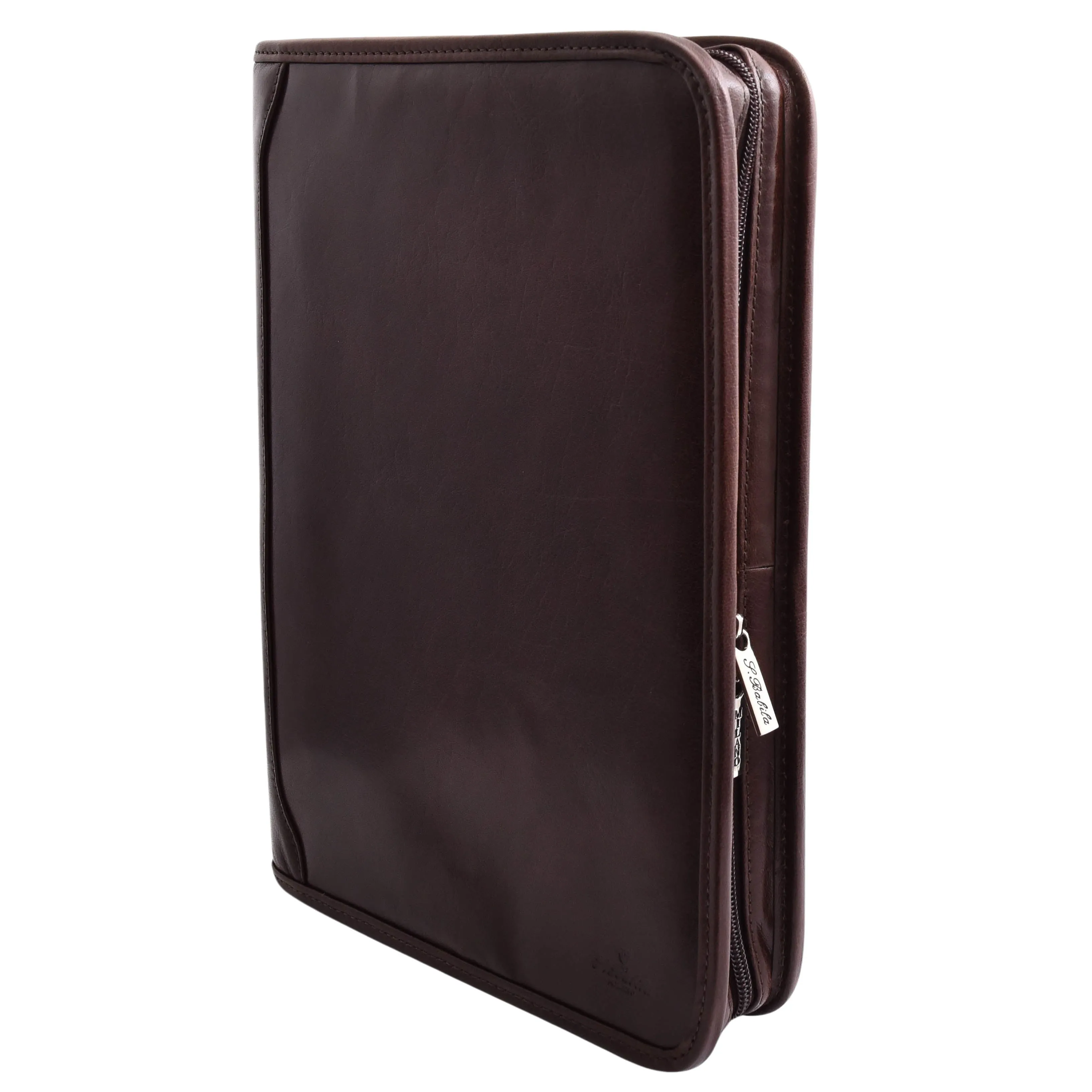 DR482 Real Leather Portfolio Ring Binder Case Brown