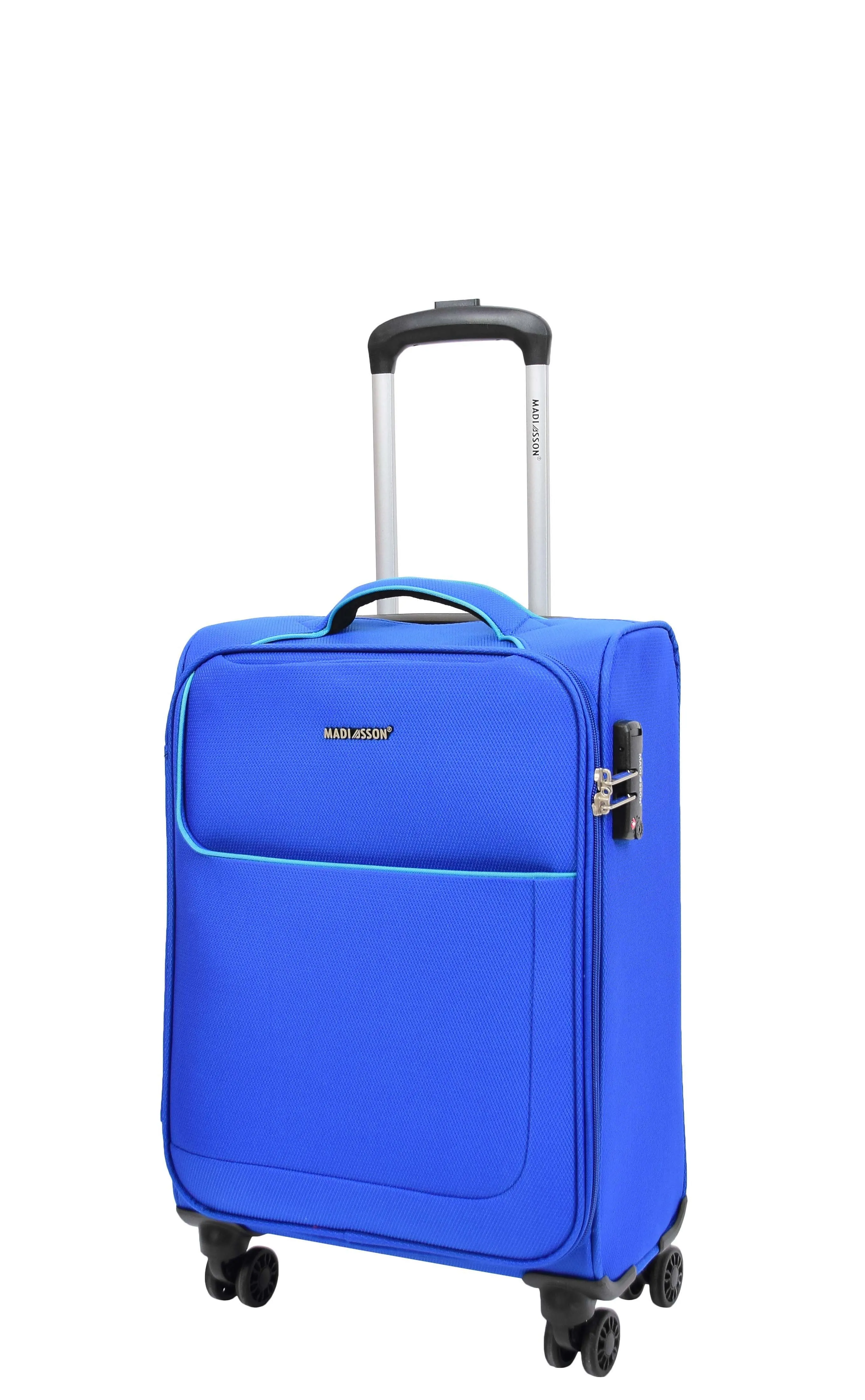 DR499 Lightweight Four Wheel Soft Luggage Suitcase TSA Lock Blue