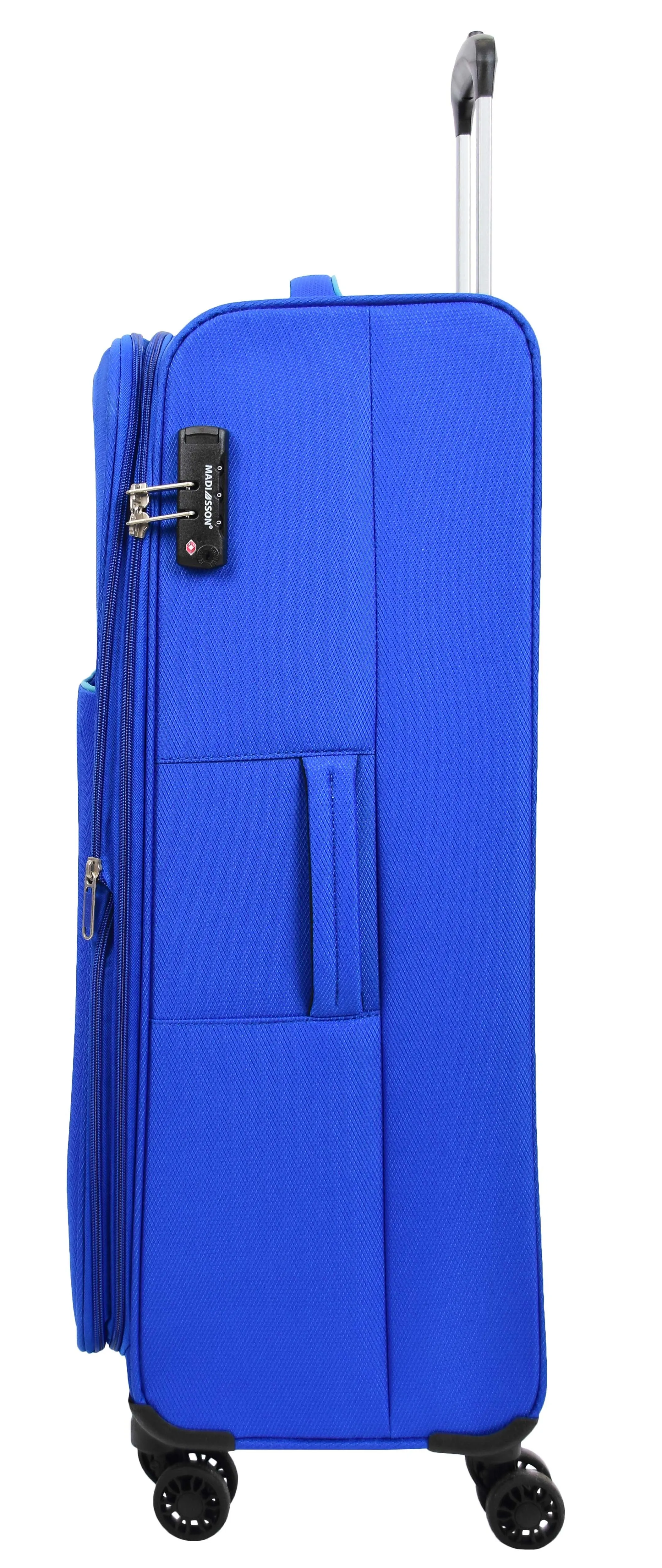 DR499 Lightweight Four Wheel Soft Luggage Suitcase TSA Lock Blue