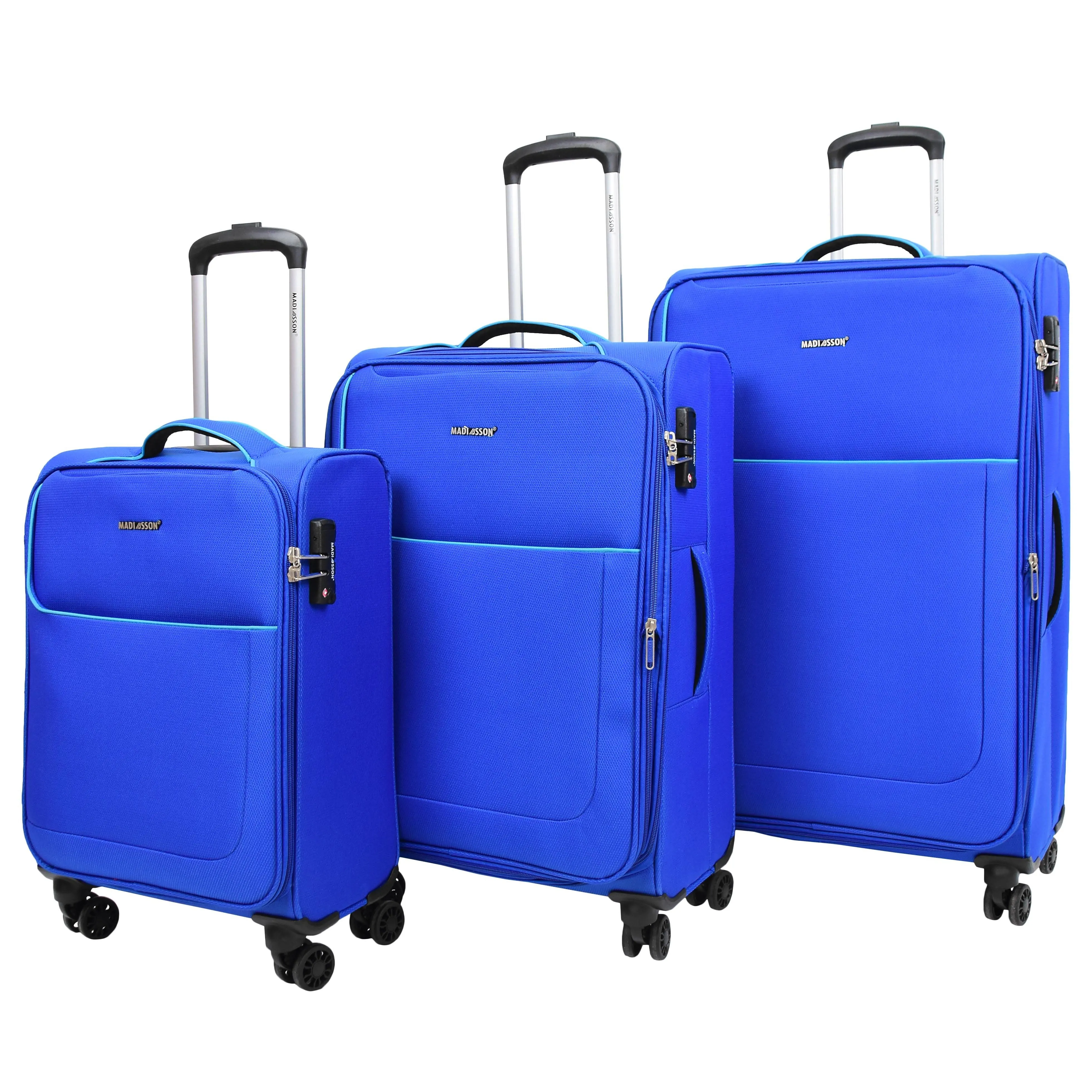 DR499 Lightweight Four Wheel Soft Luggage Suitcase TSA Lock Blue