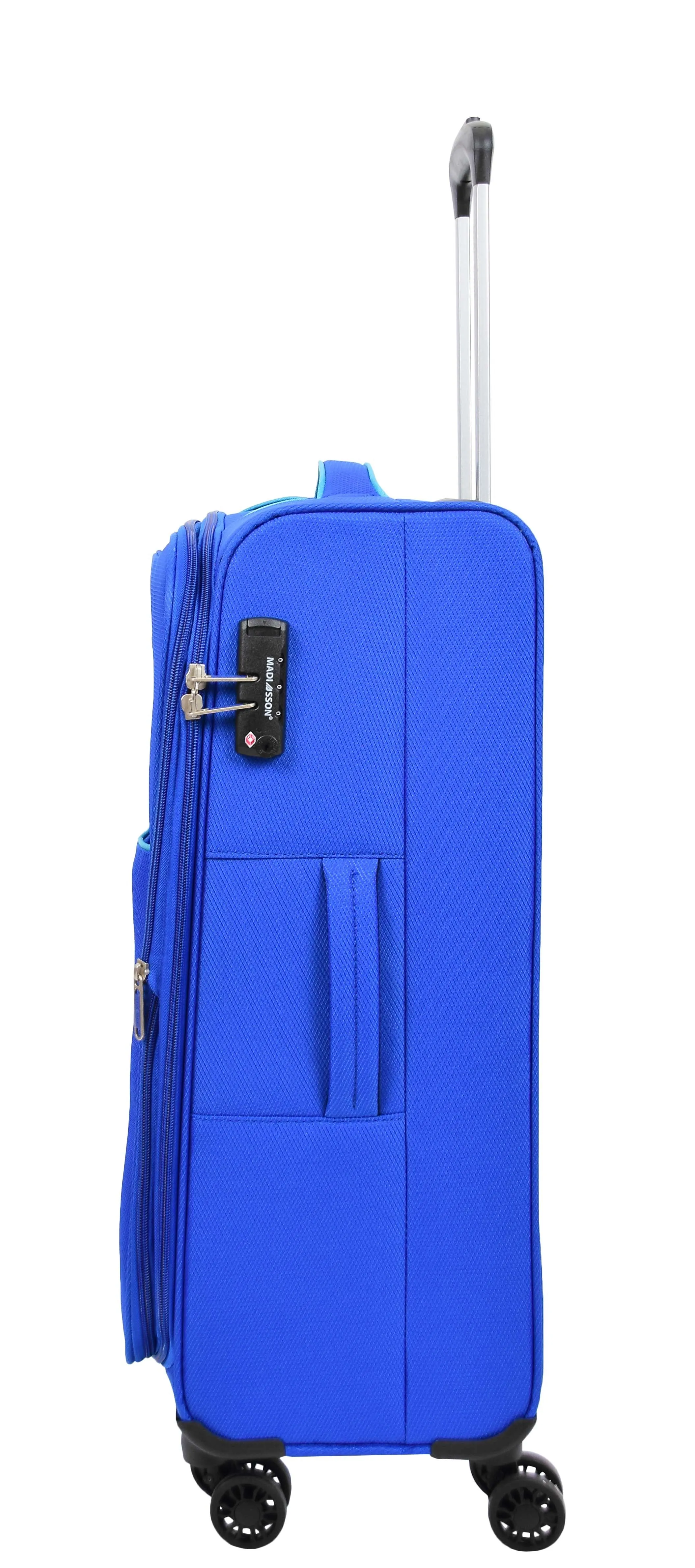 DR499 Lightweight Four Wheel Soft Luggage Suitcase TSA Lock Blue