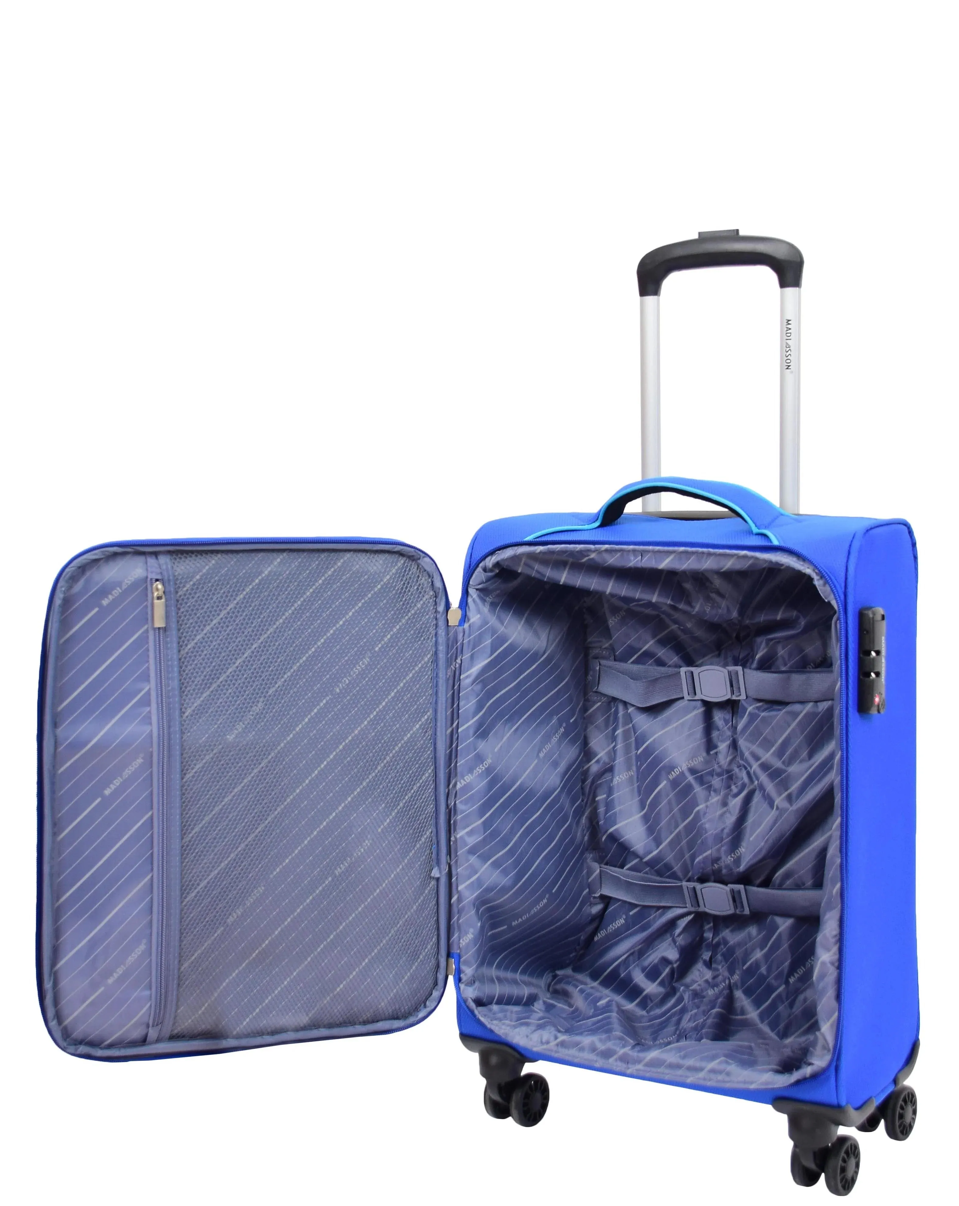 DR499 Lightweight Four Wheel Soft Luggage Suitcase TSA Lock Blue