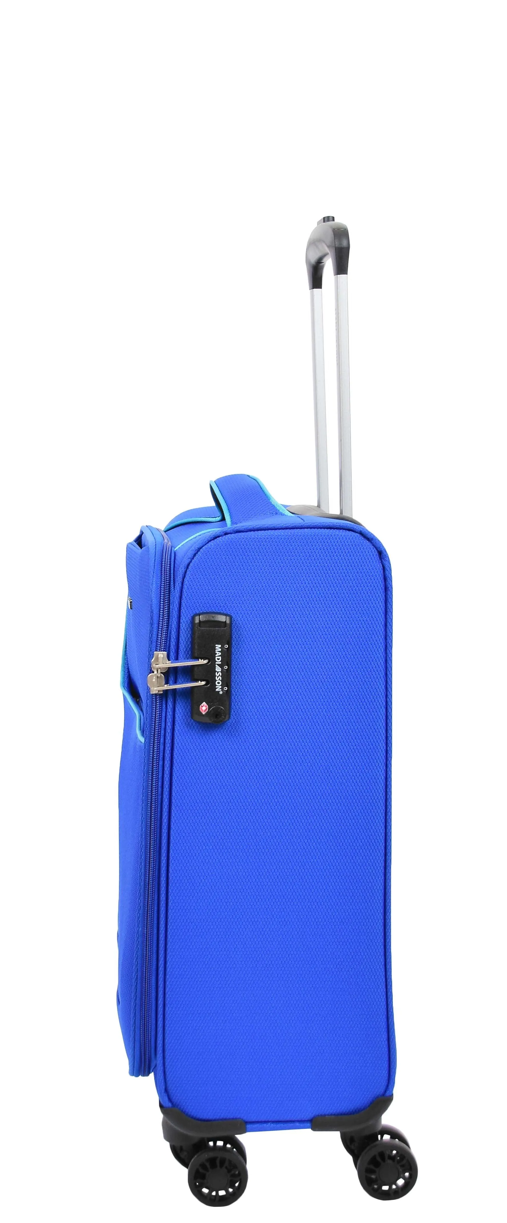 DR499 Lightweight Four Wheel Soft Luggage Suitcase TSA Lock Blue