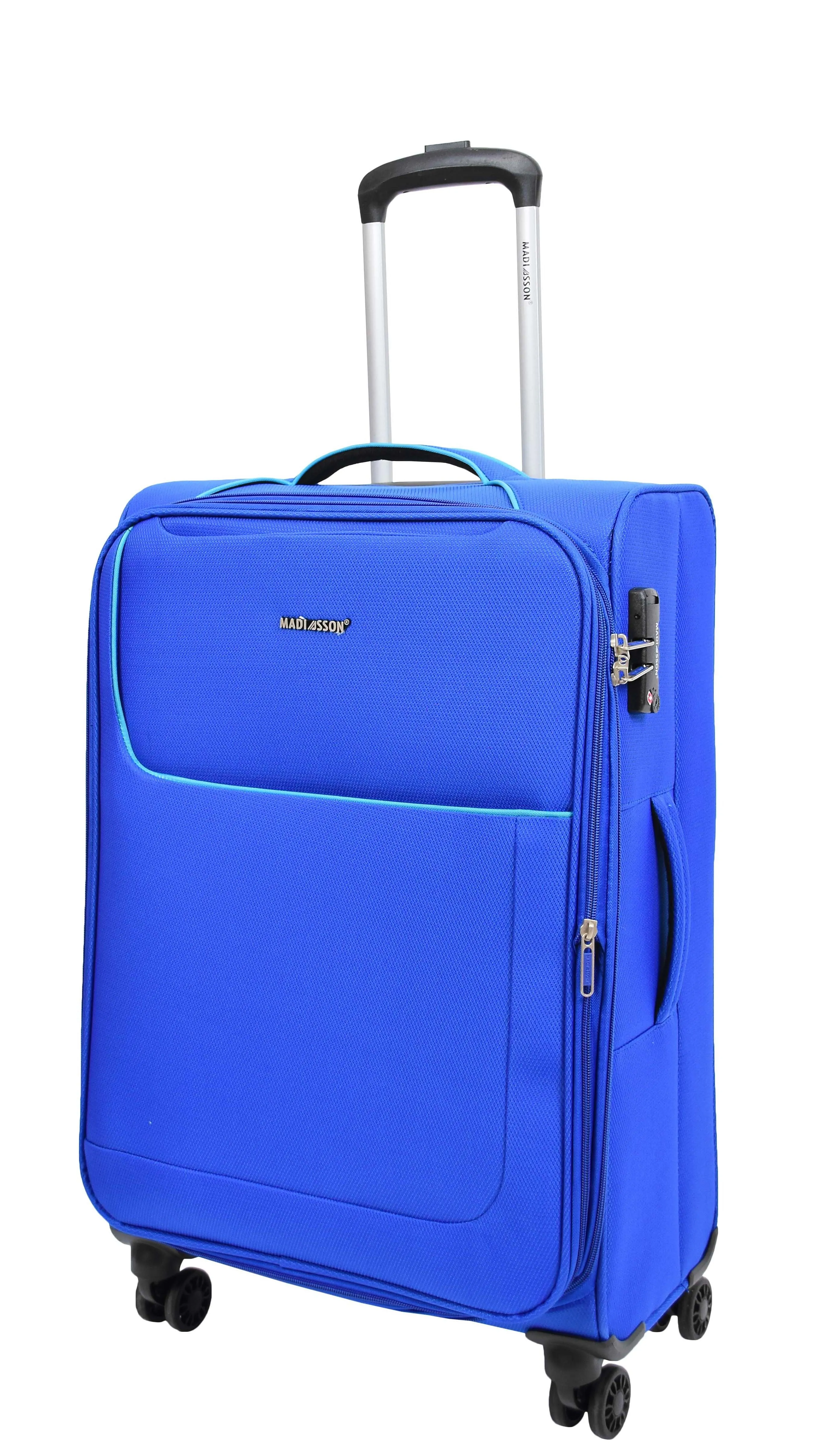 DR499 Lightweight Four Wheel Soft Luggage Suitcase TSA Lock Blue
