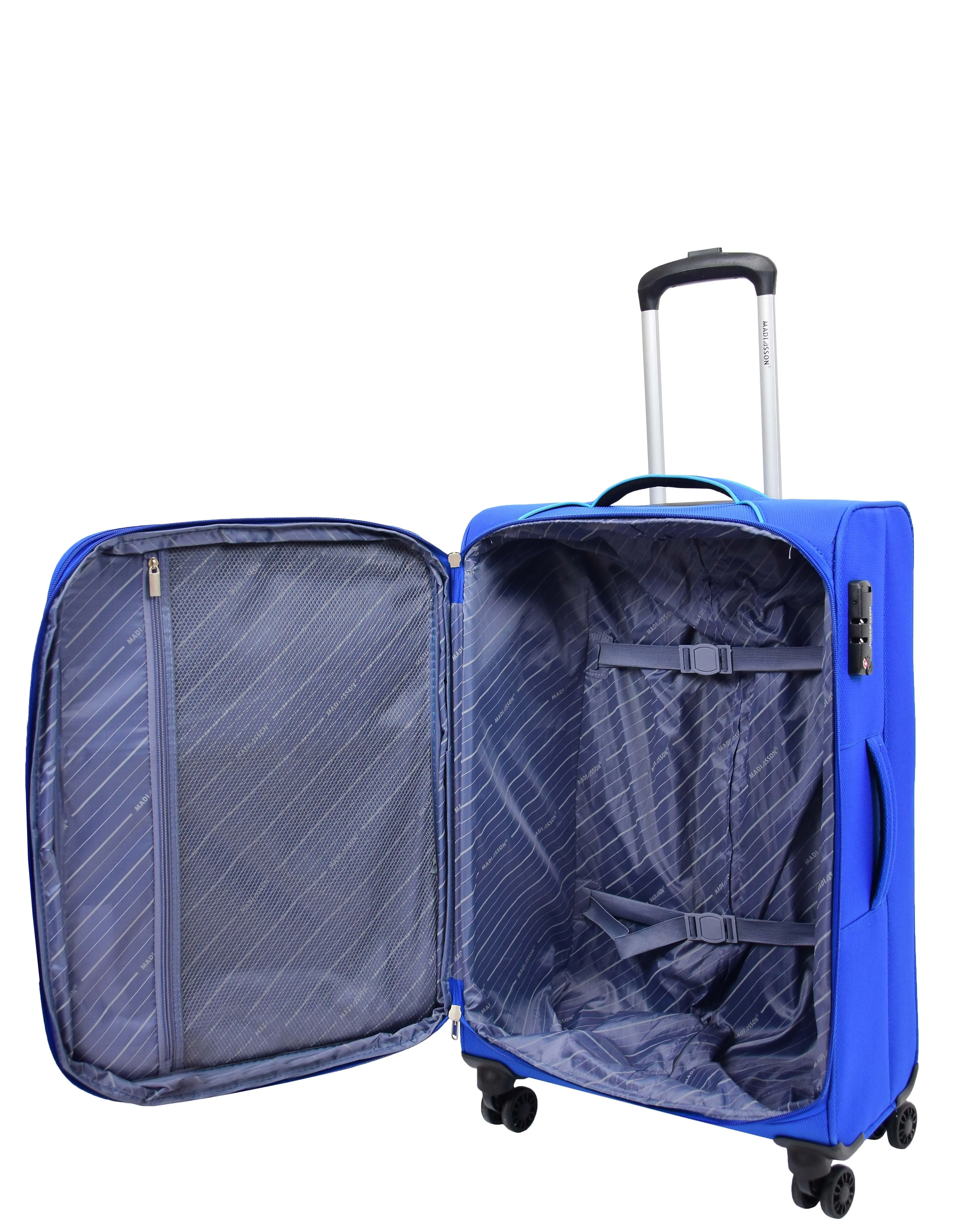 DR499 Lightweight Four Wheel Soft Luggage Suitcase TSA Lock Blue