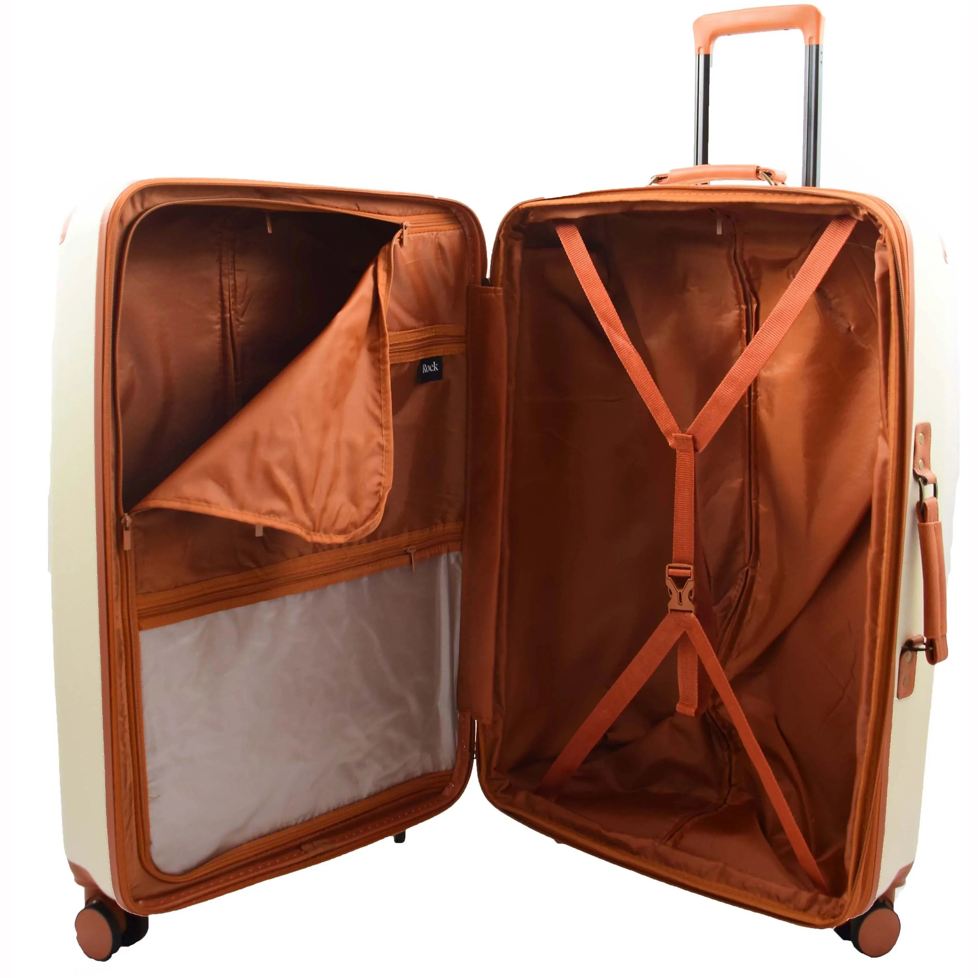 DR512 Luggage Spinner 8 Wheeled With Expandable PC ABS Cream