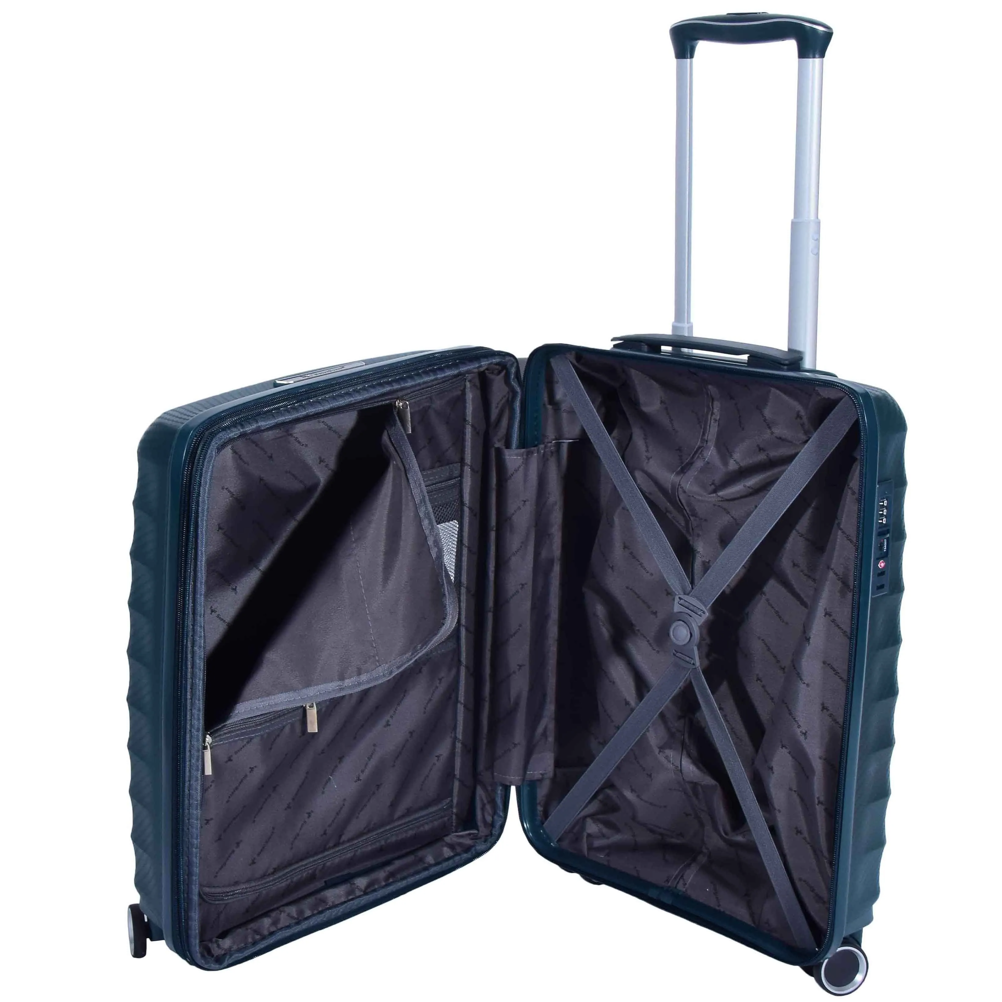 DR541 Expandable ABS Luggage With 8 Wheels Green