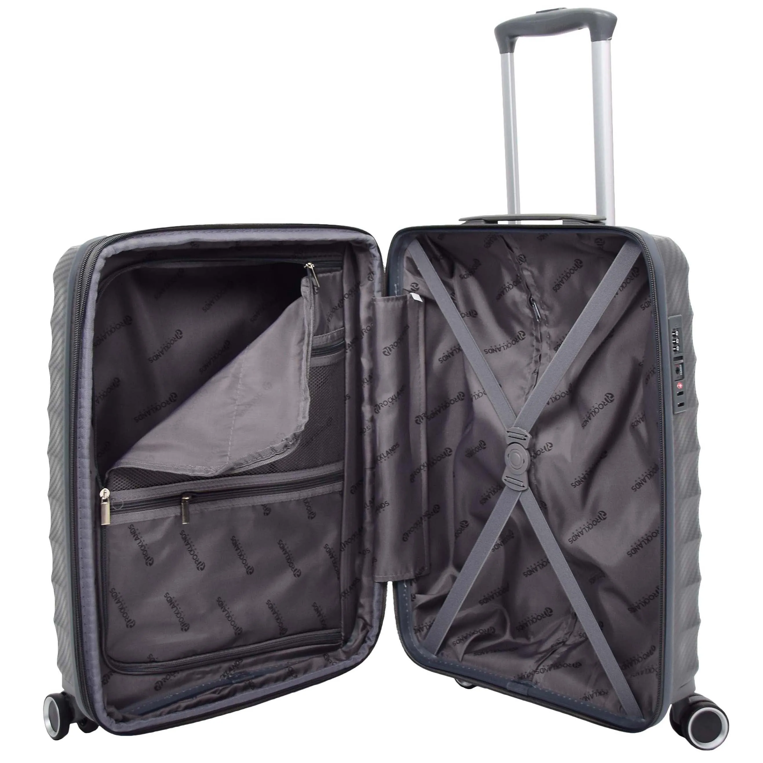 DR541 Expandable ABS Luggage With 8 Wheels Grey