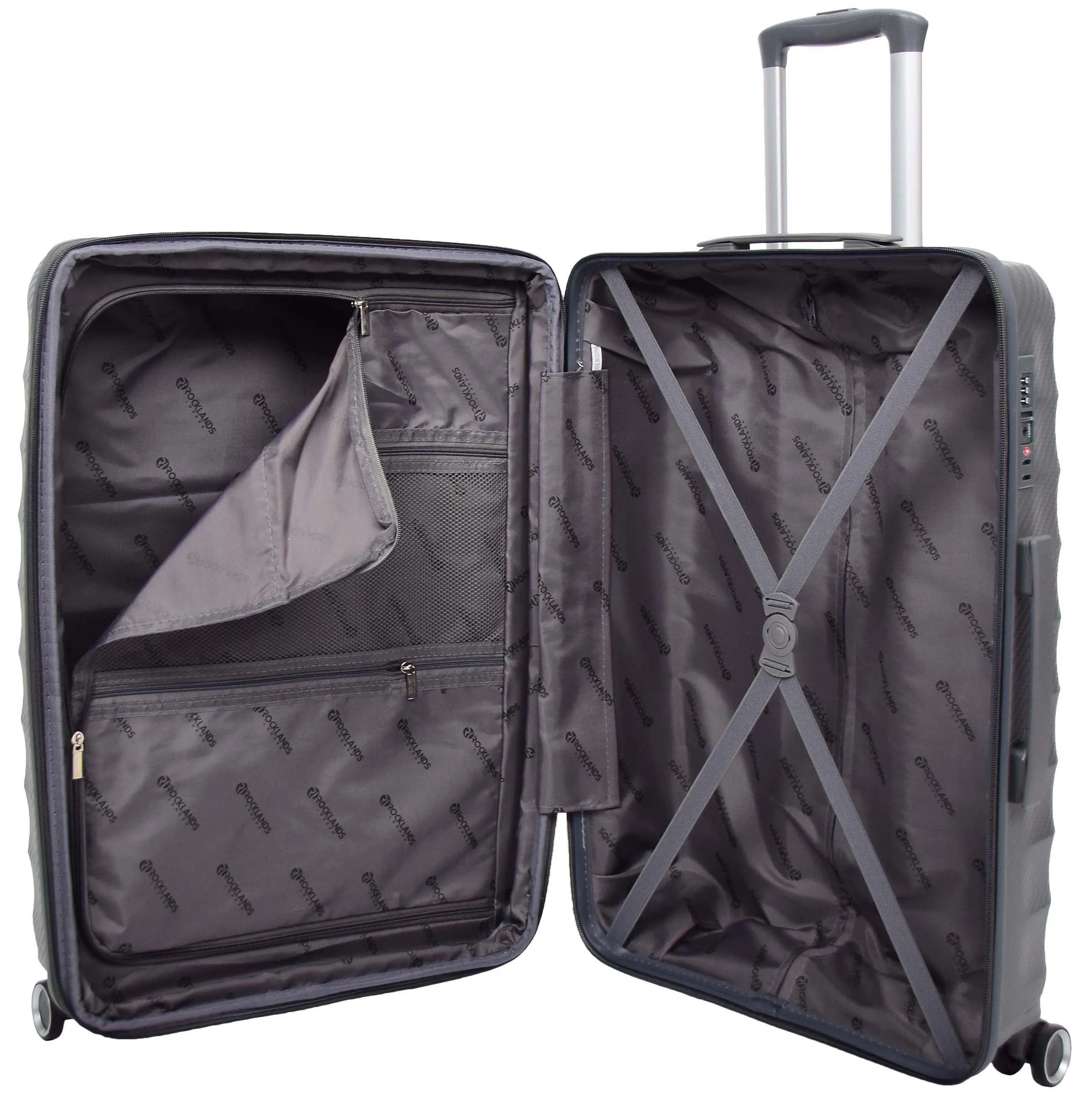 DR541 Expandable ABS Luggage With 8 Wheels Grey