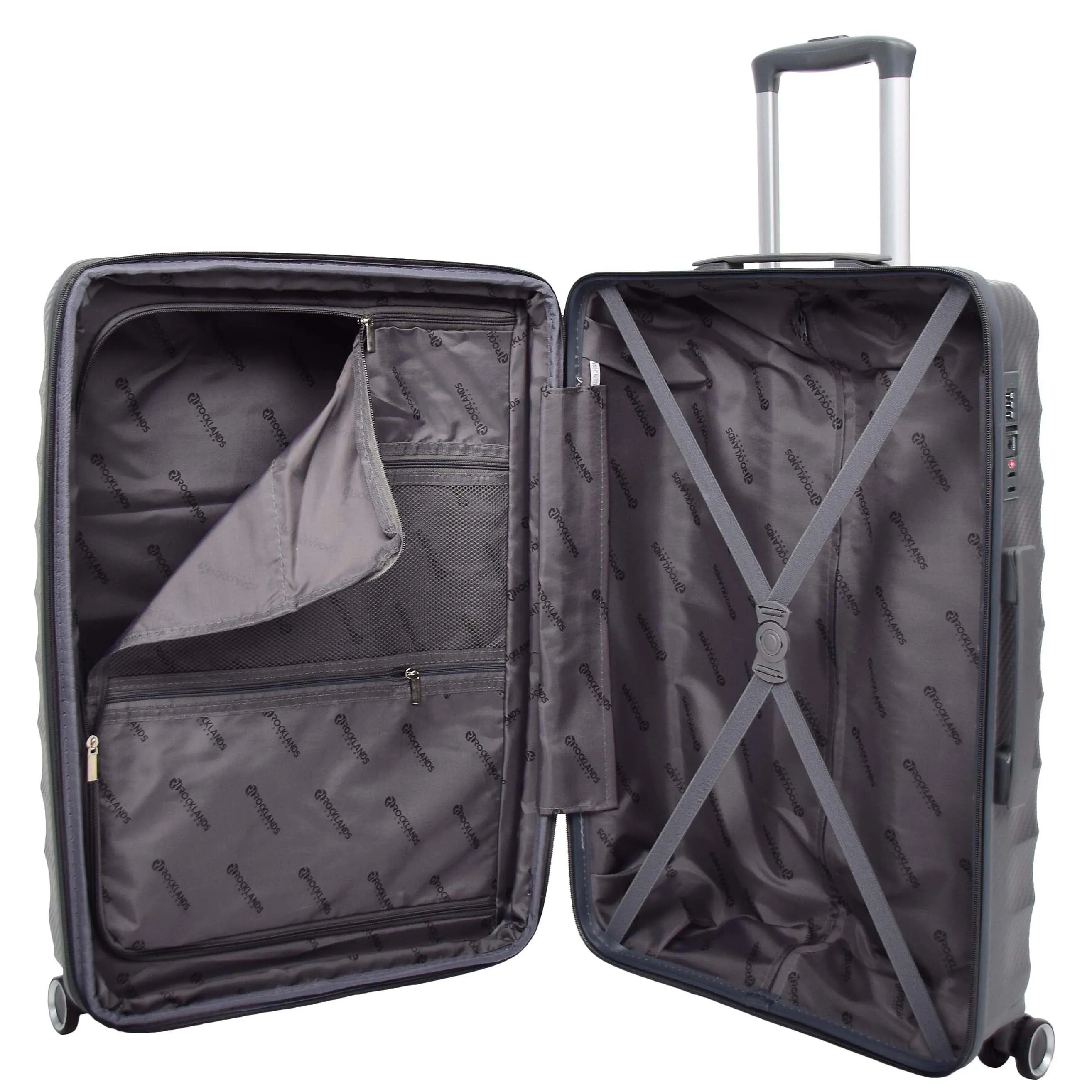 DR541 Expandable ABS Luggage With 8 Wheels Grey