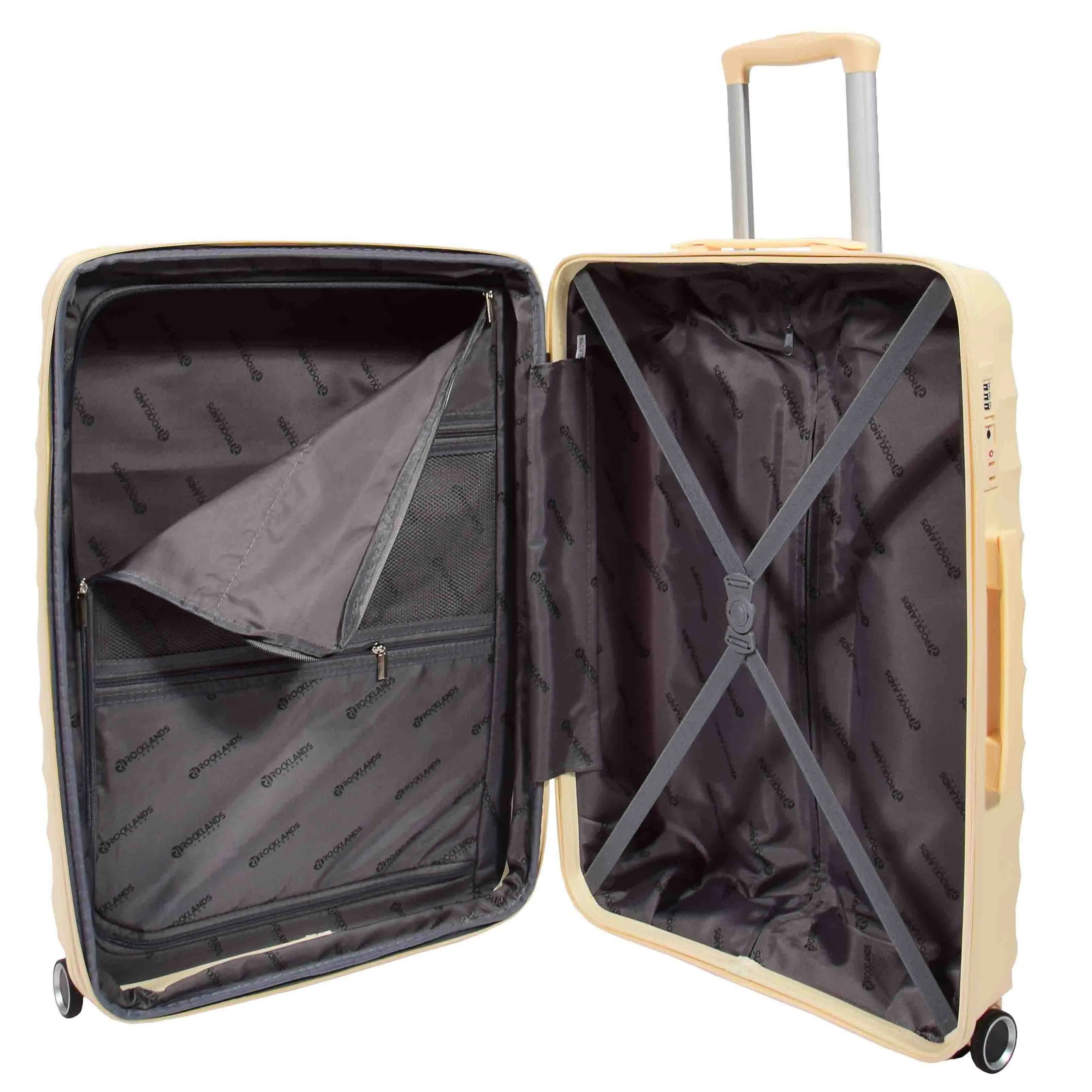 DR541 Expandable ABS Luggage With 8 Wheels Off White
