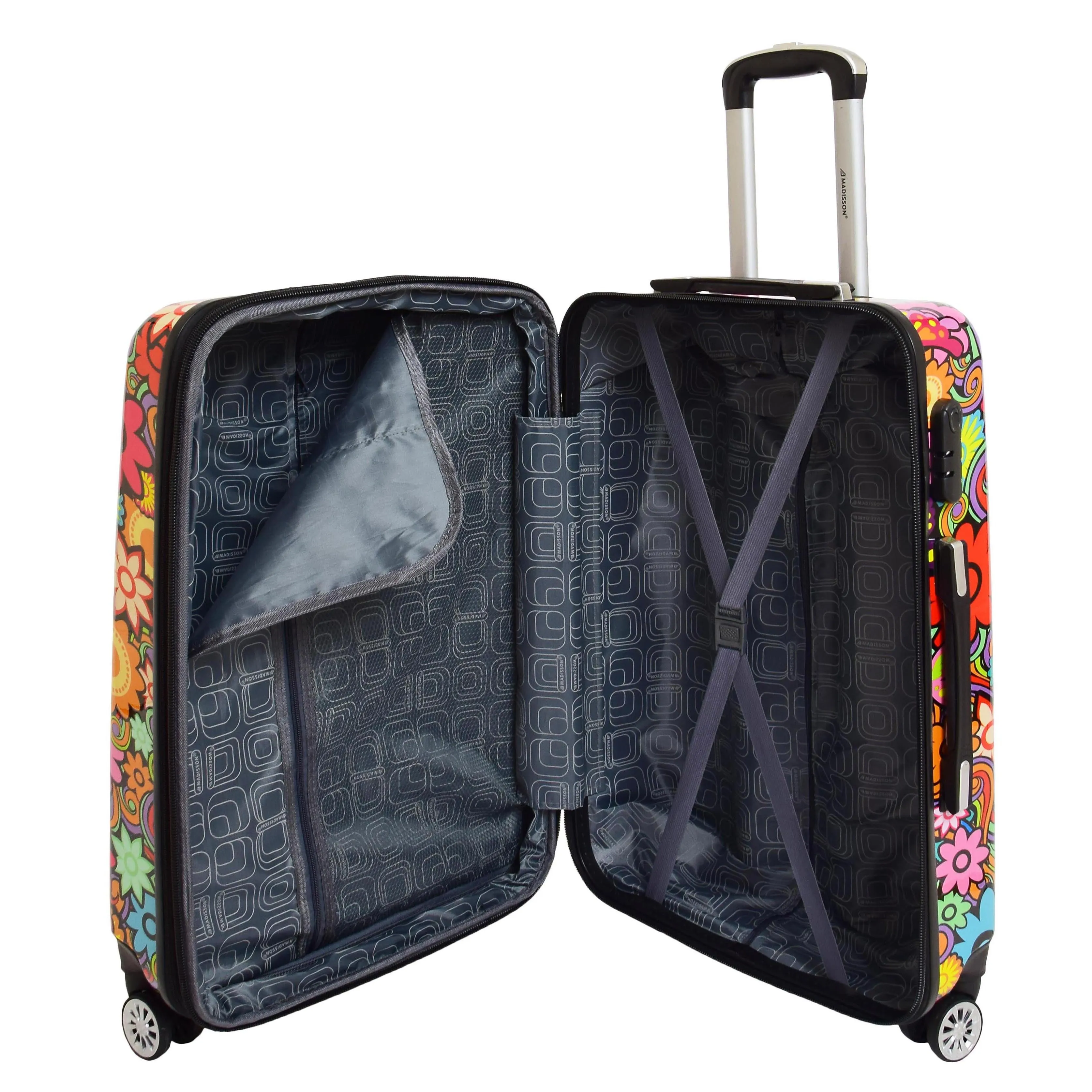 DR576 Expandable Hard Shell Suitcase Four Wheel Luggage Flower Print