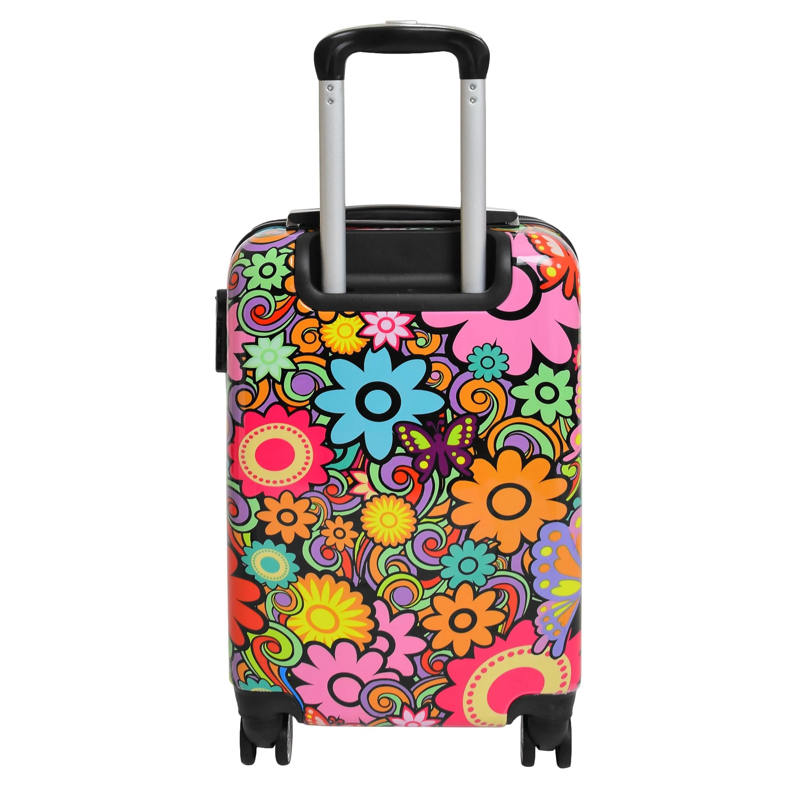 DR576 Expandable Hard Shell Suitcase Four Wheel Luggage Flower Print