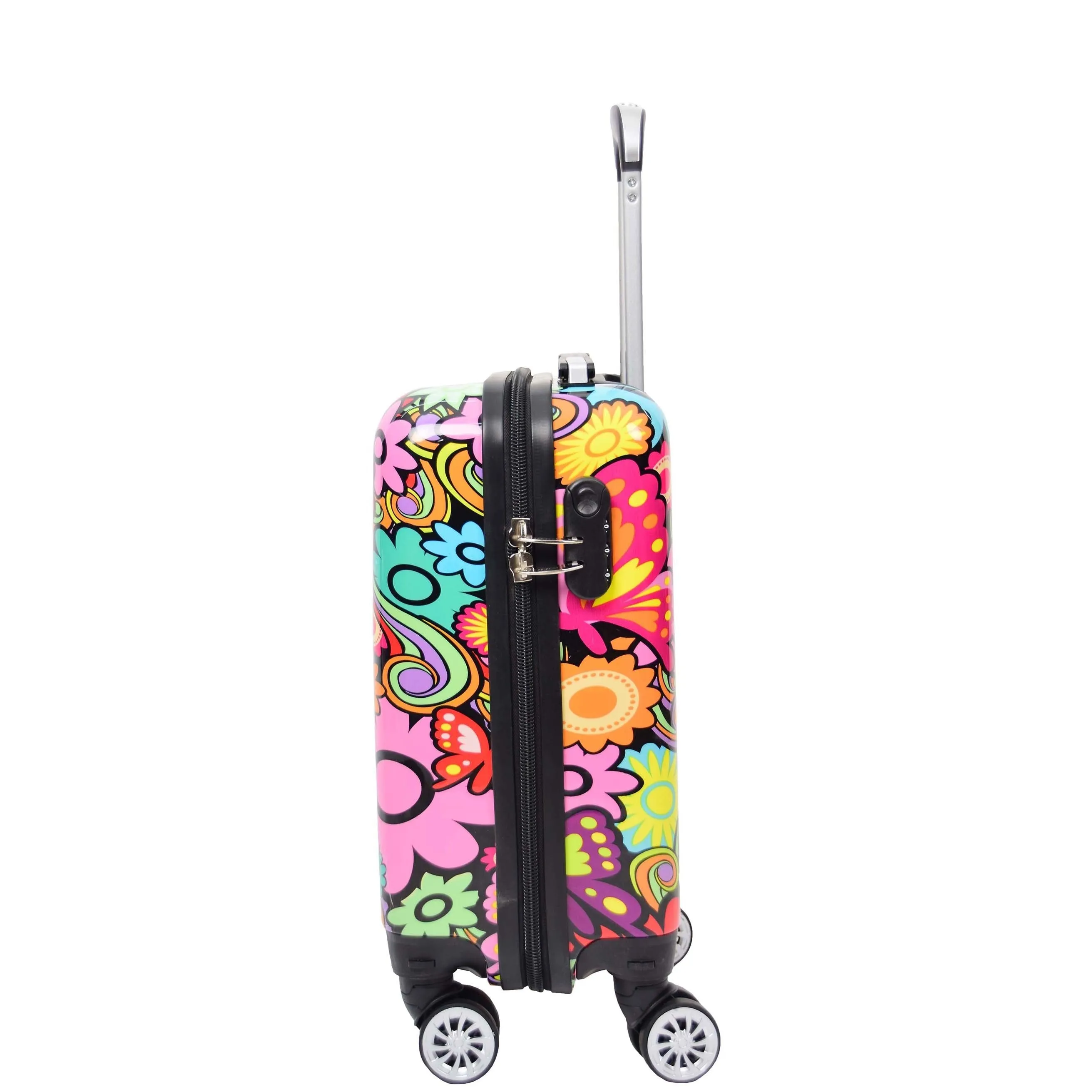 DR576 Expandable Hard Shell Suitcase Four Wheel Luggage Flower Print