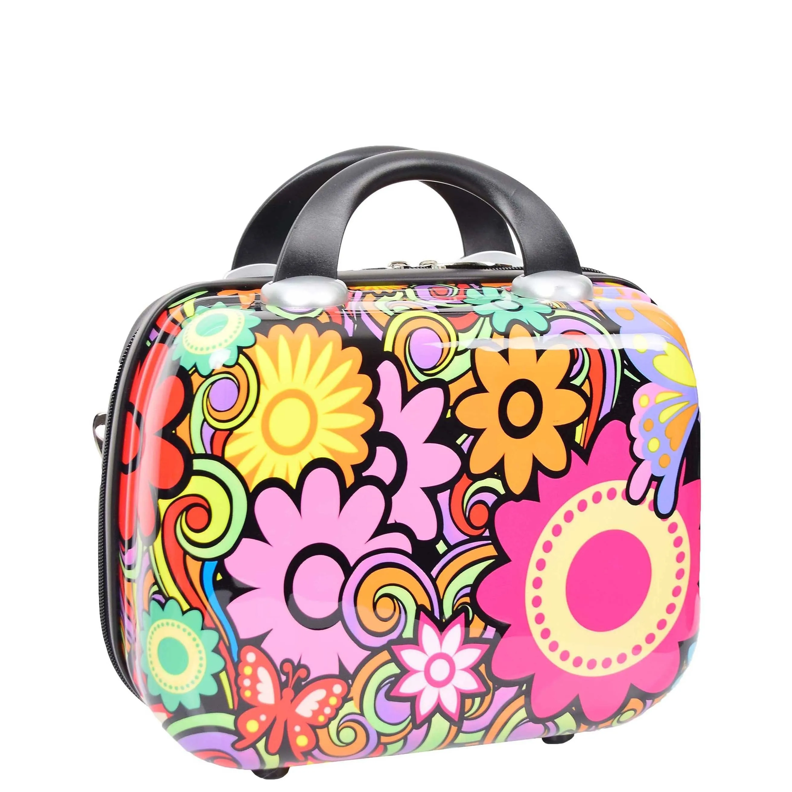 DR576 Expandable Hard Shell Suitcase Four Wheel Luggage Flower Print
