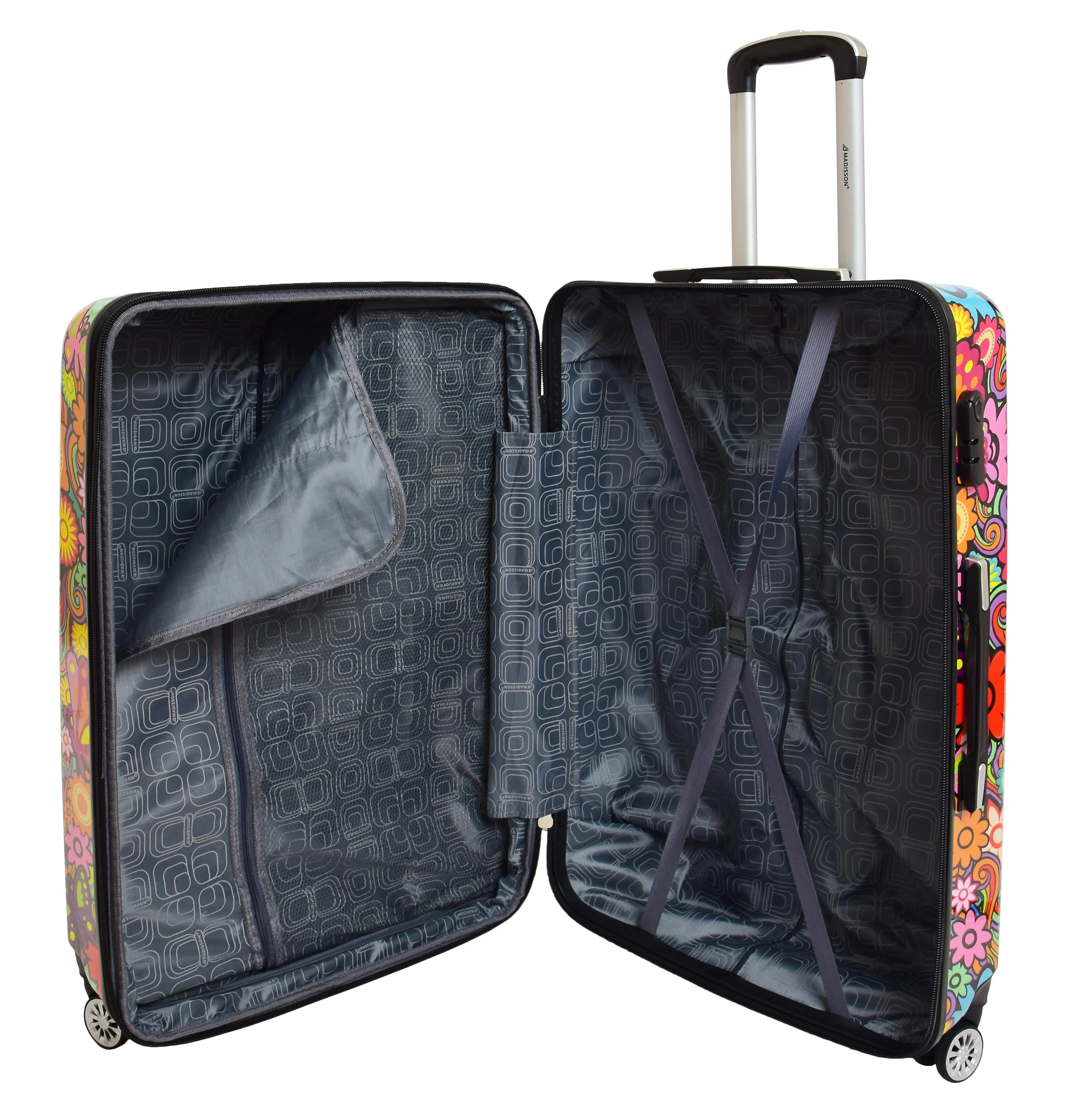 DR576 Expandable Hard Shell Suitcase Four Wheel Luggage Flower Print