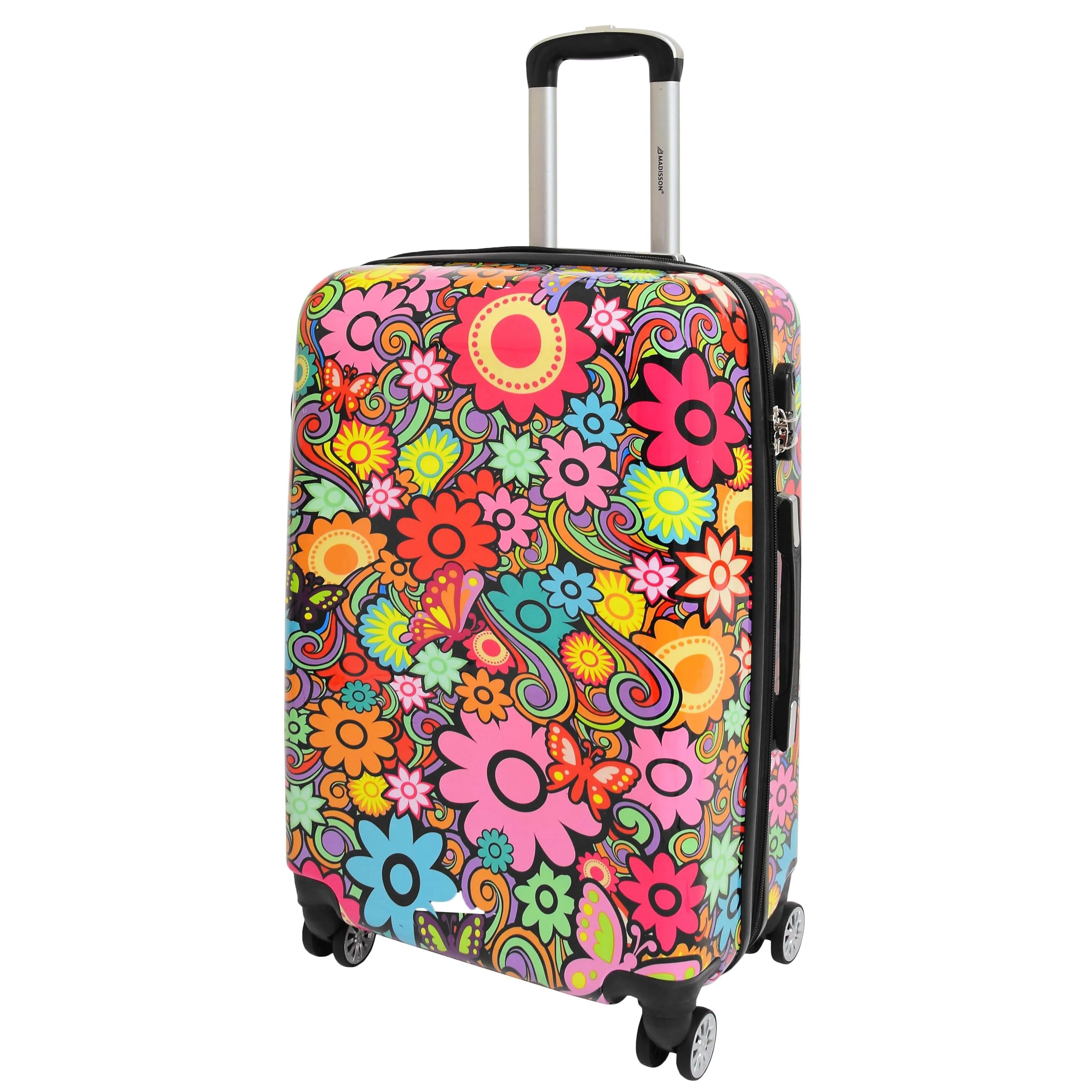 DR576 Expandable Hard Shell Suitcase Four Wheel Luggage Flower Print