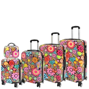 DR576 Expandable Hard Shell Suitcase Four Wheel Luggage Flower Print