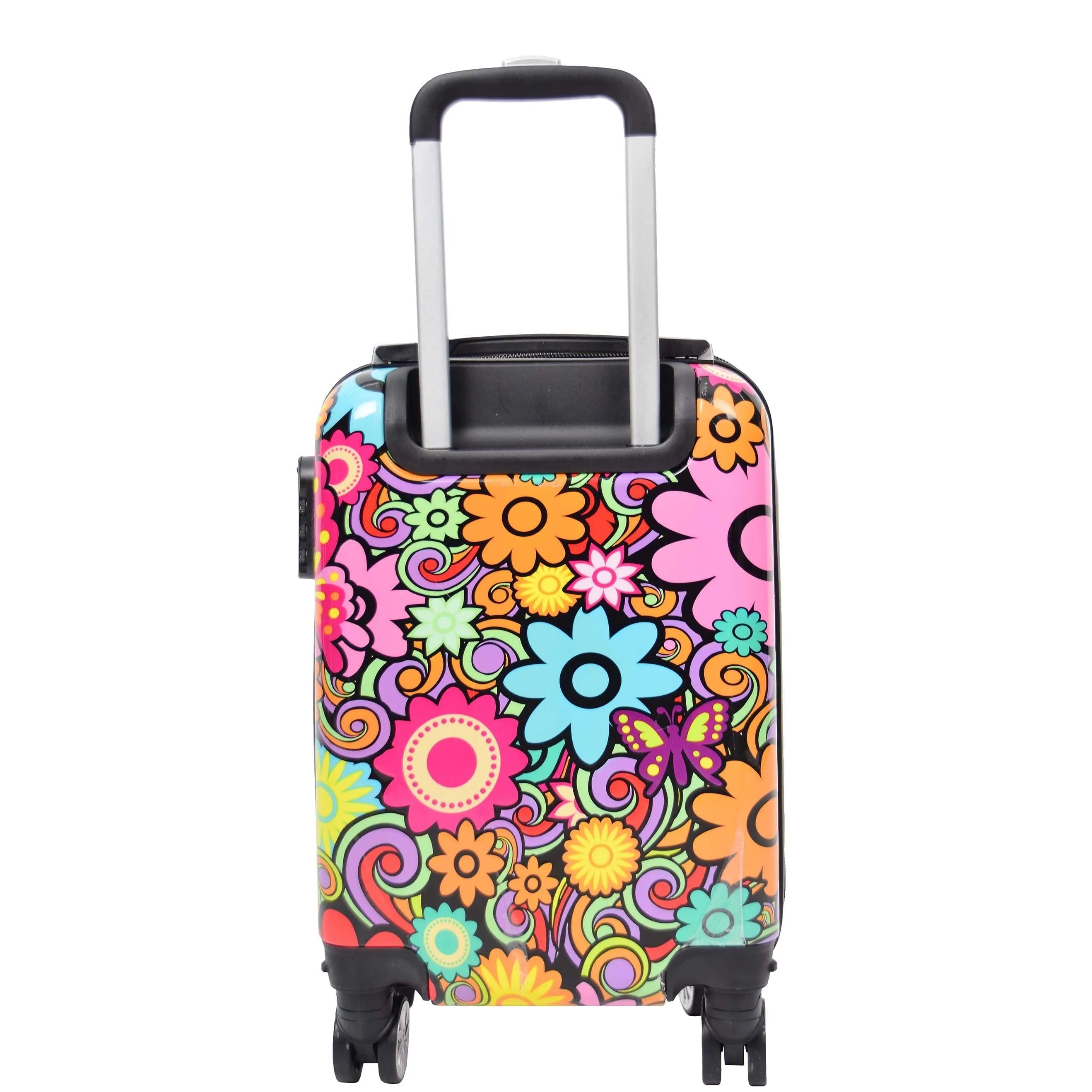 DR576 Expandable Hard Shell Suitcase Four Wheel Luggage Flower Print