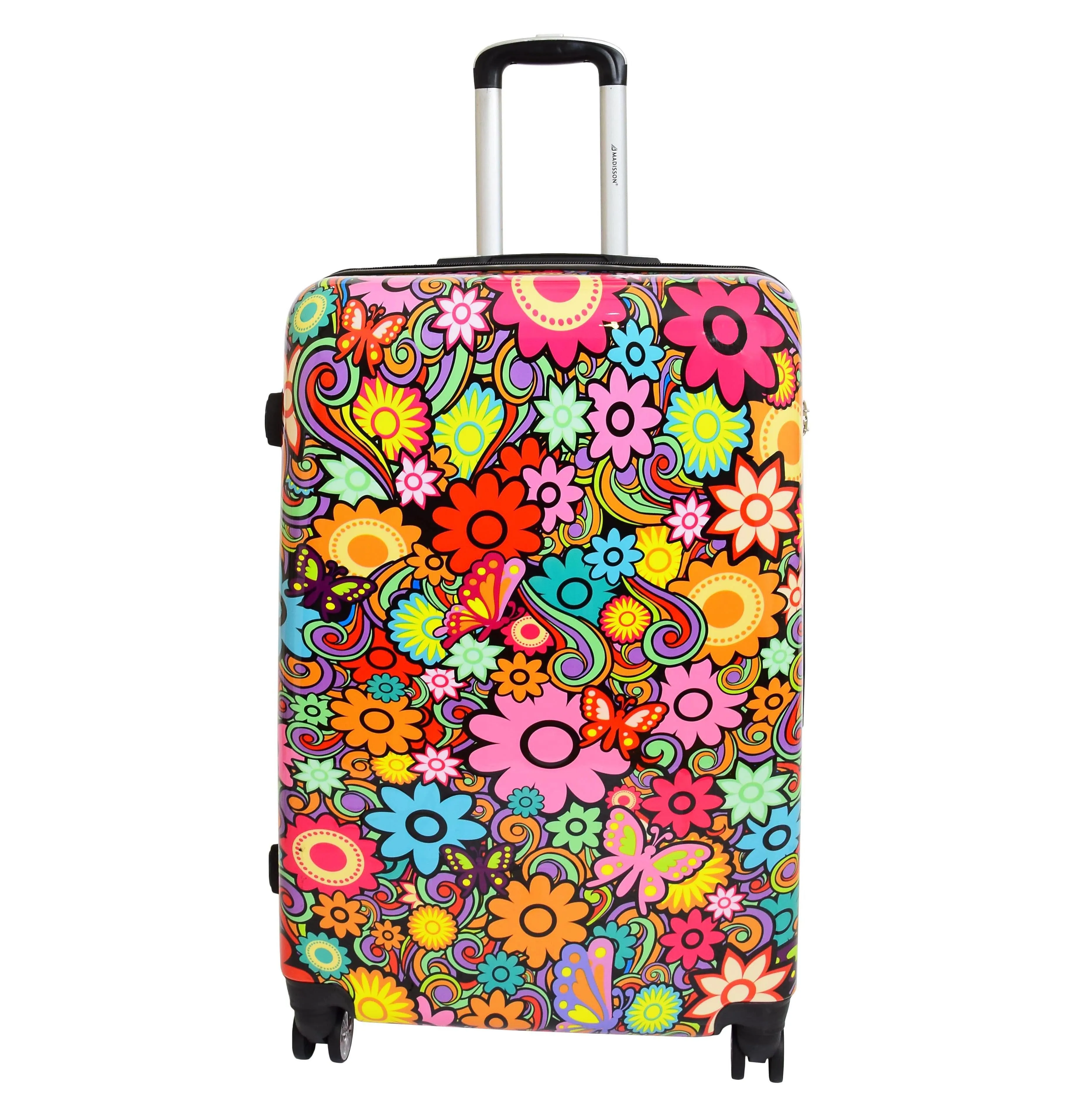 DR576 Expandable Hard Shell Suitcase Four Wheel Luggage Flower Print
