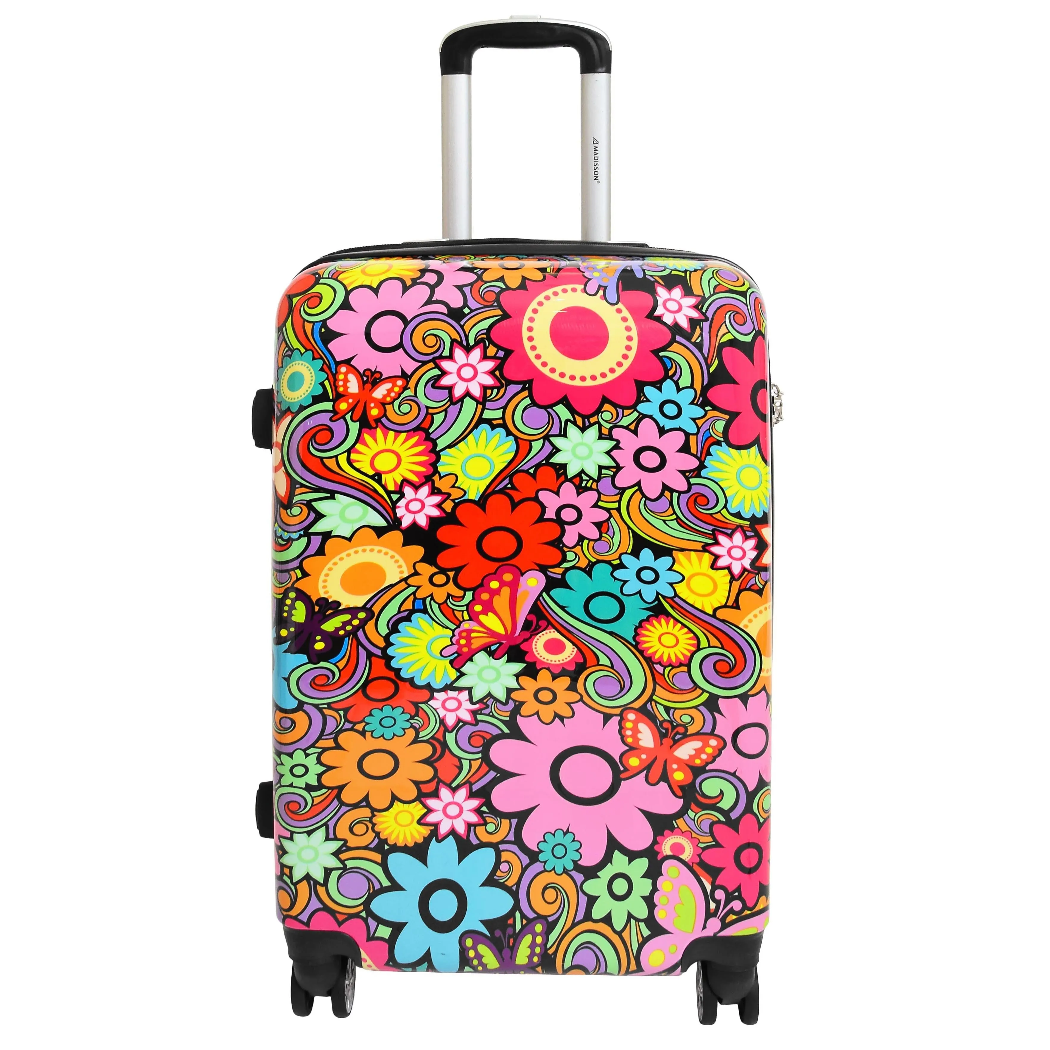 DR576 Expandable Hard Shell Suitcase Four Wheel Luggage Flower Print