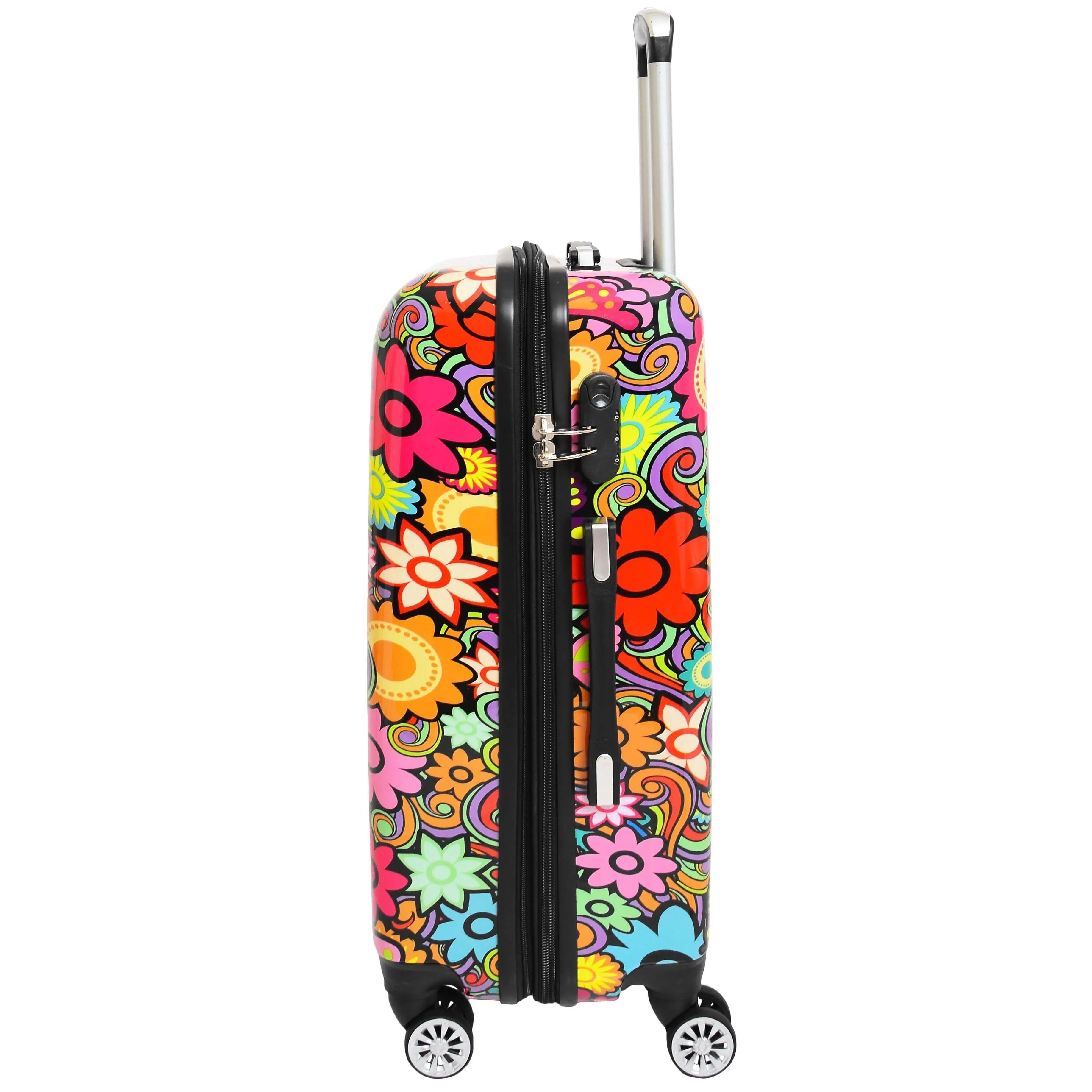 DR576 Expandable Hard Shell Suitcase Four Wheel Luggage Flower Print