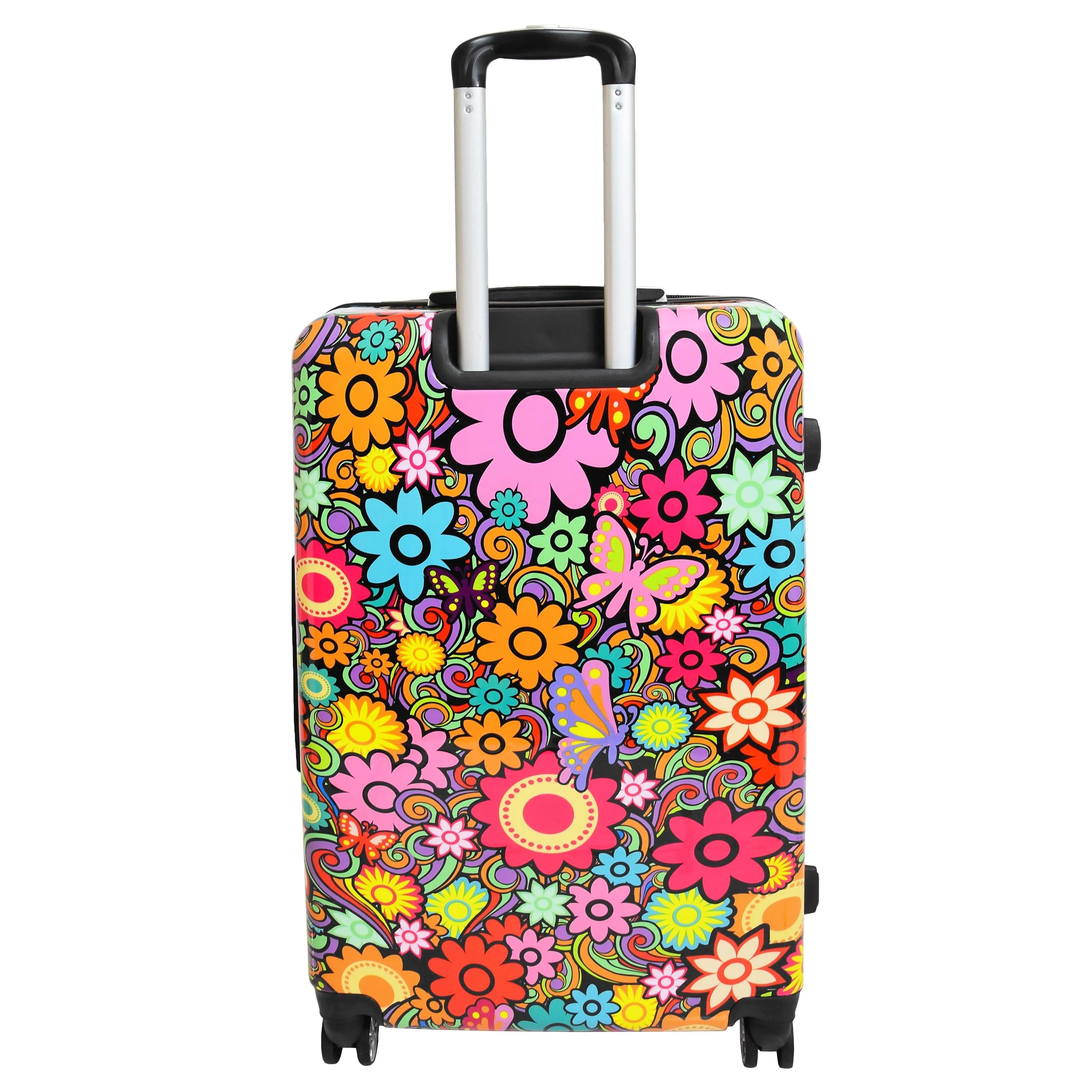 DR576 Expandable Hard Shell Suitcase Four Wheel Luggage Flower Print