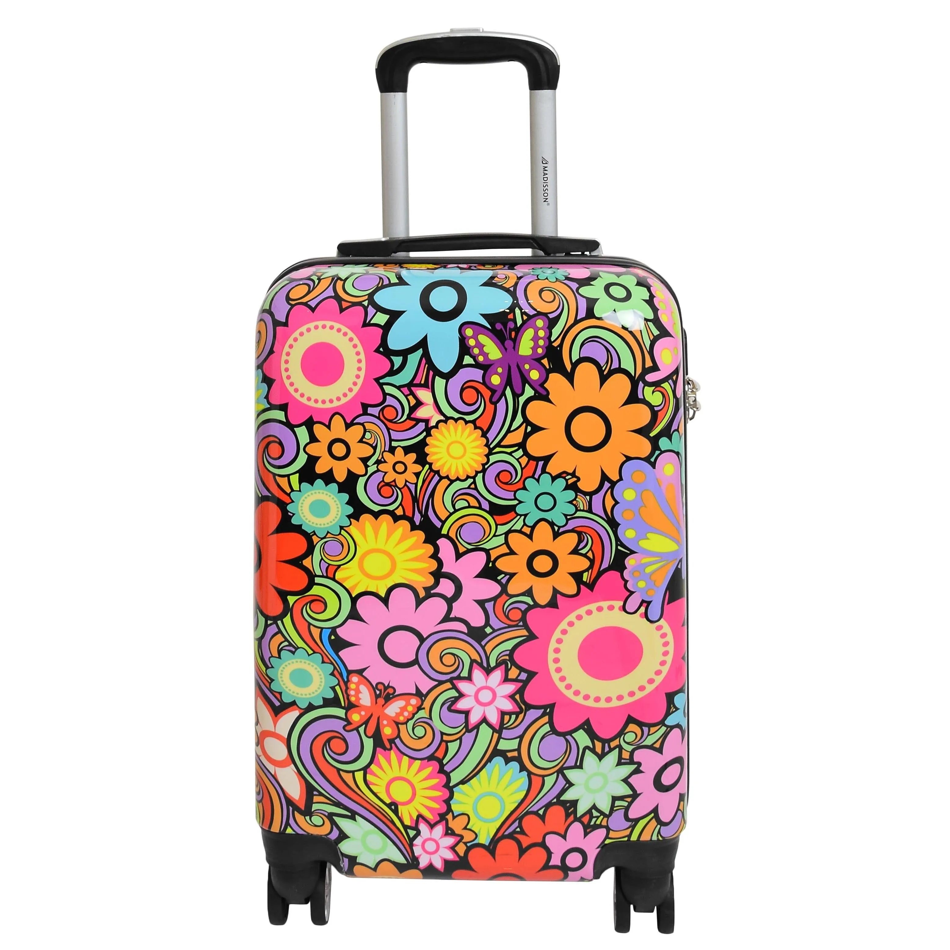 DR576 Expandable Hard Shell Suitcase Four Wheel Luggage Flower Print
