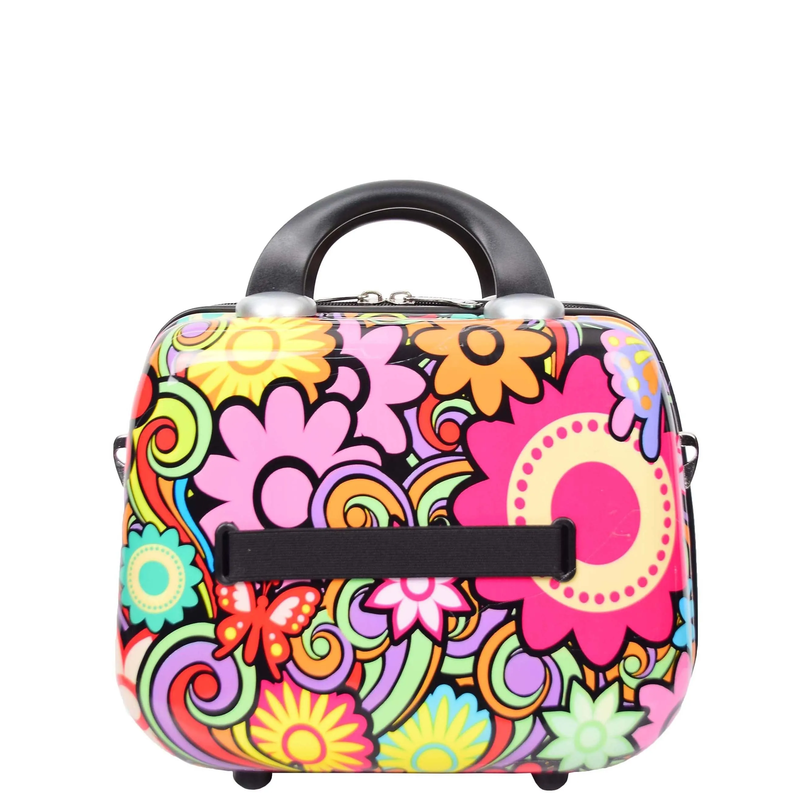 DR576 Expandable Hard Shell Suitcase Four Wheel Luggage Flower Print