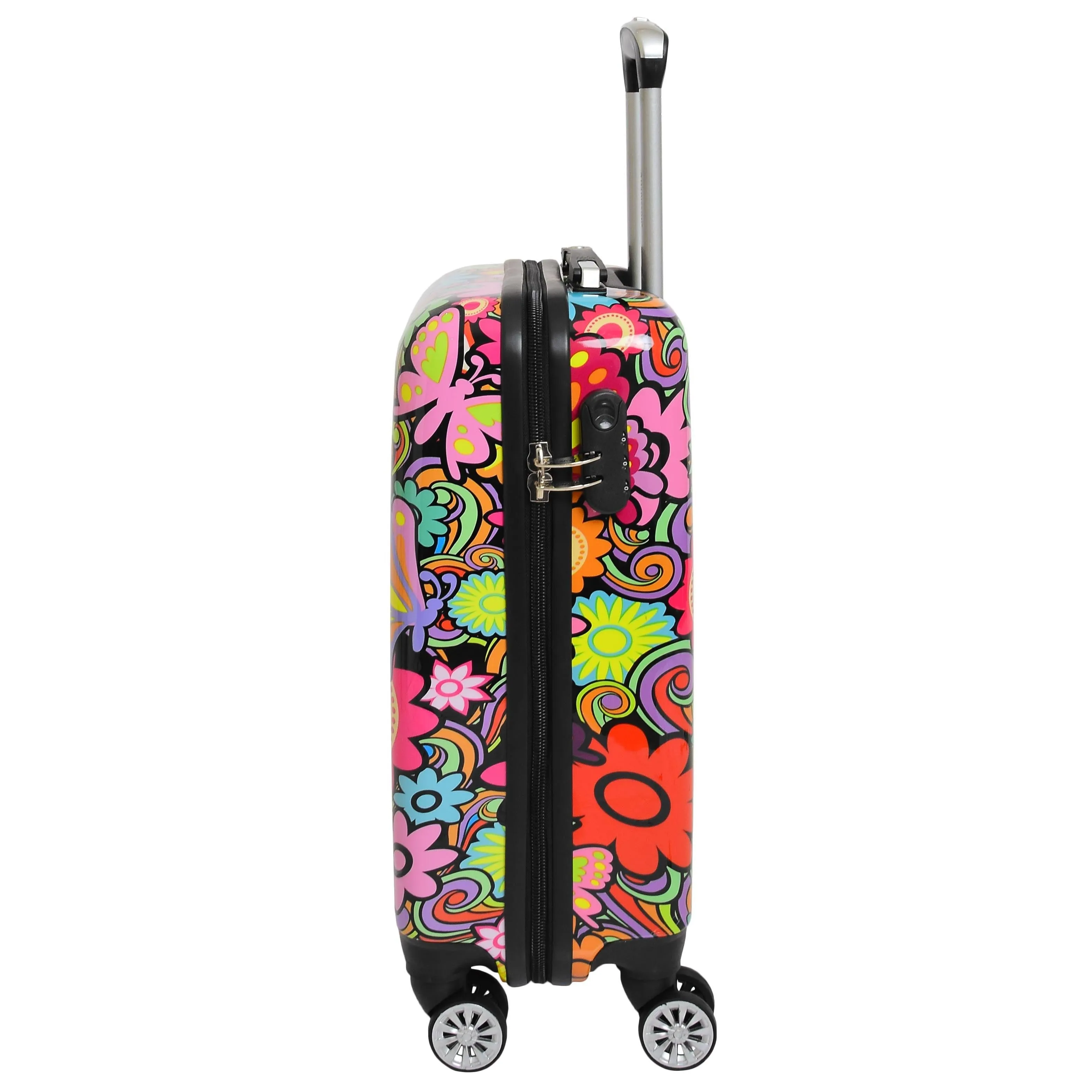 DR576 Expandable Hard Shell Suitcase Four Wheel Luggage Flower Print