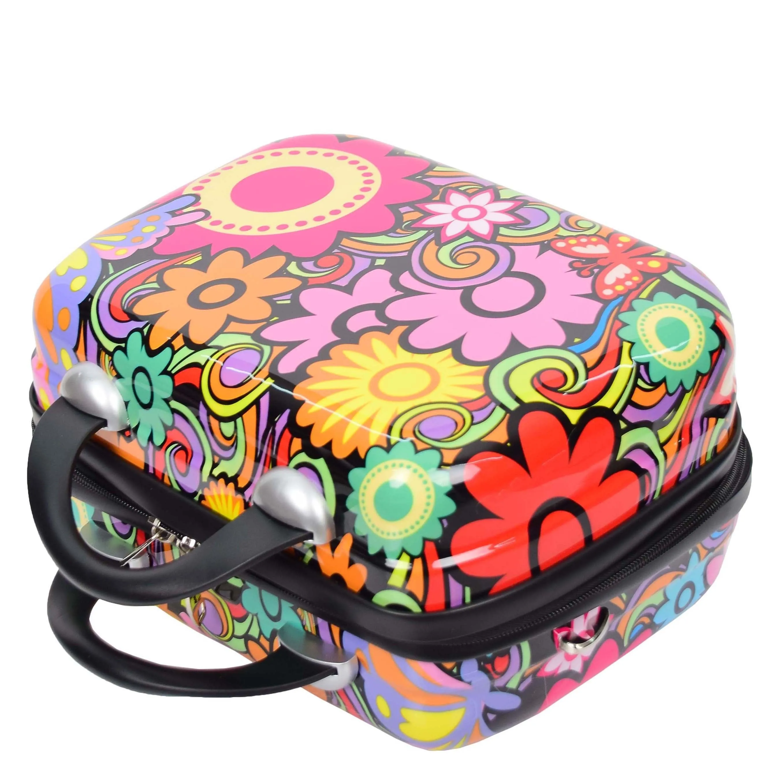 DR576 Expandable Hard Shell Suitcase Four Wheel Luggage Flower Print
