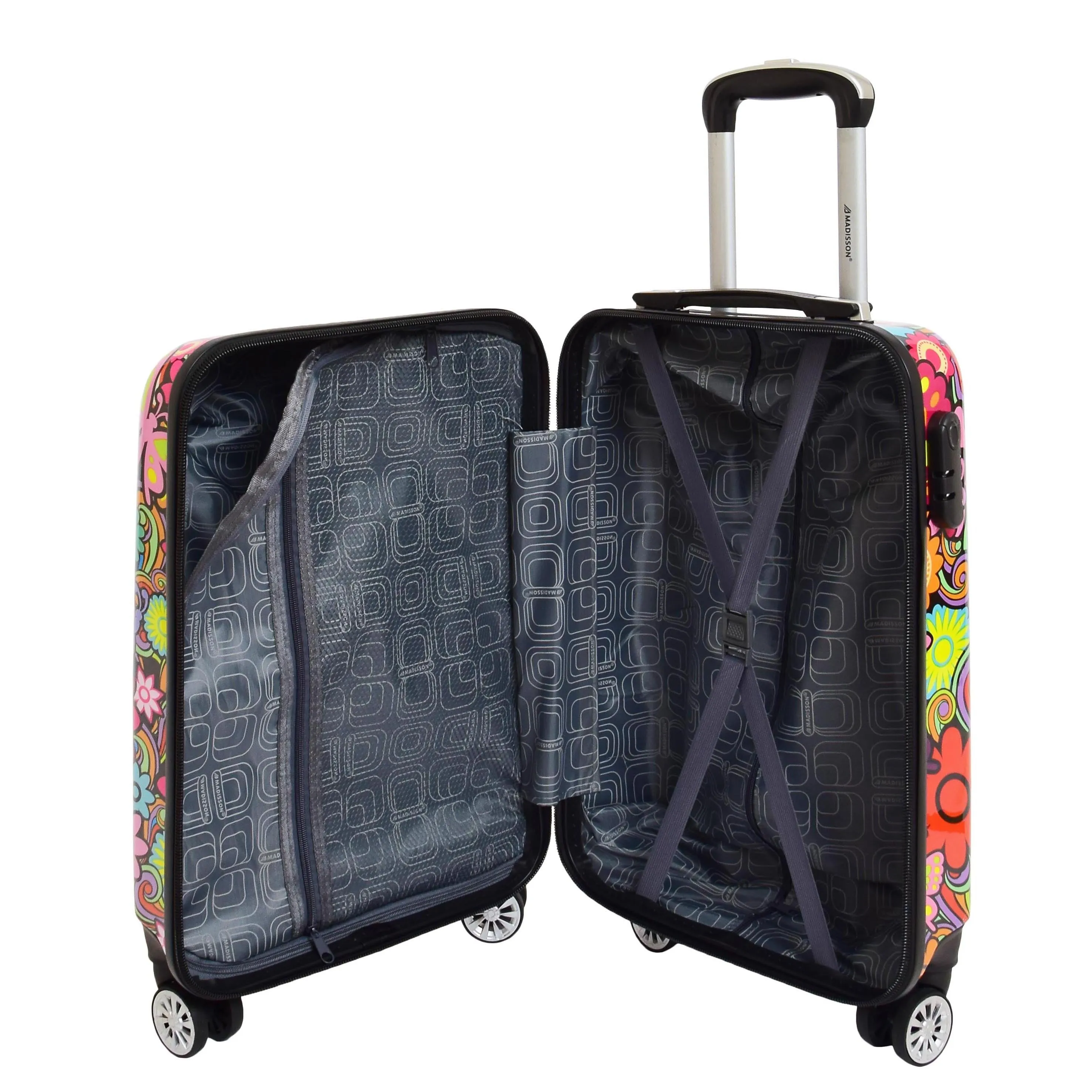 DR576 Expandable Hard Shell Suitcase Four Wheel Luggage Flower Print