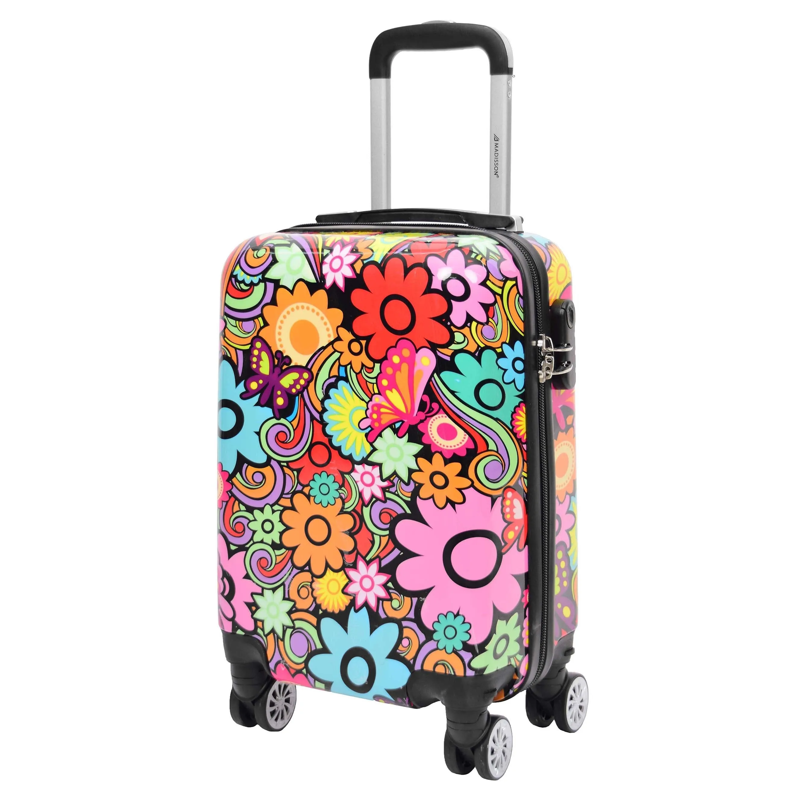 DR576 Expandable Hard Shell Suitcase Four Wheel Luggage Flower Print