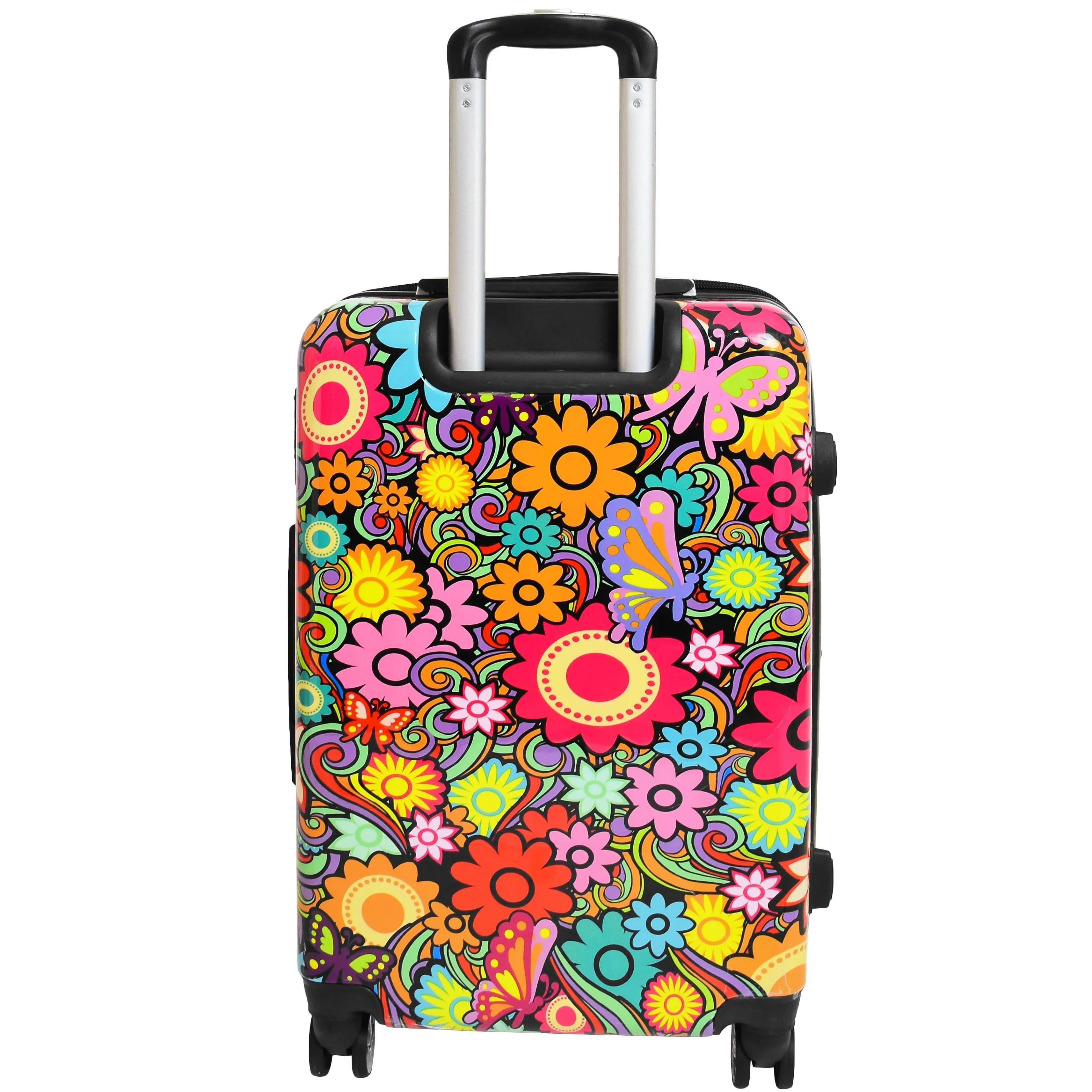 DR576 Expandable Hard Shell Suitcase Four Wheel Luggage Flower Print