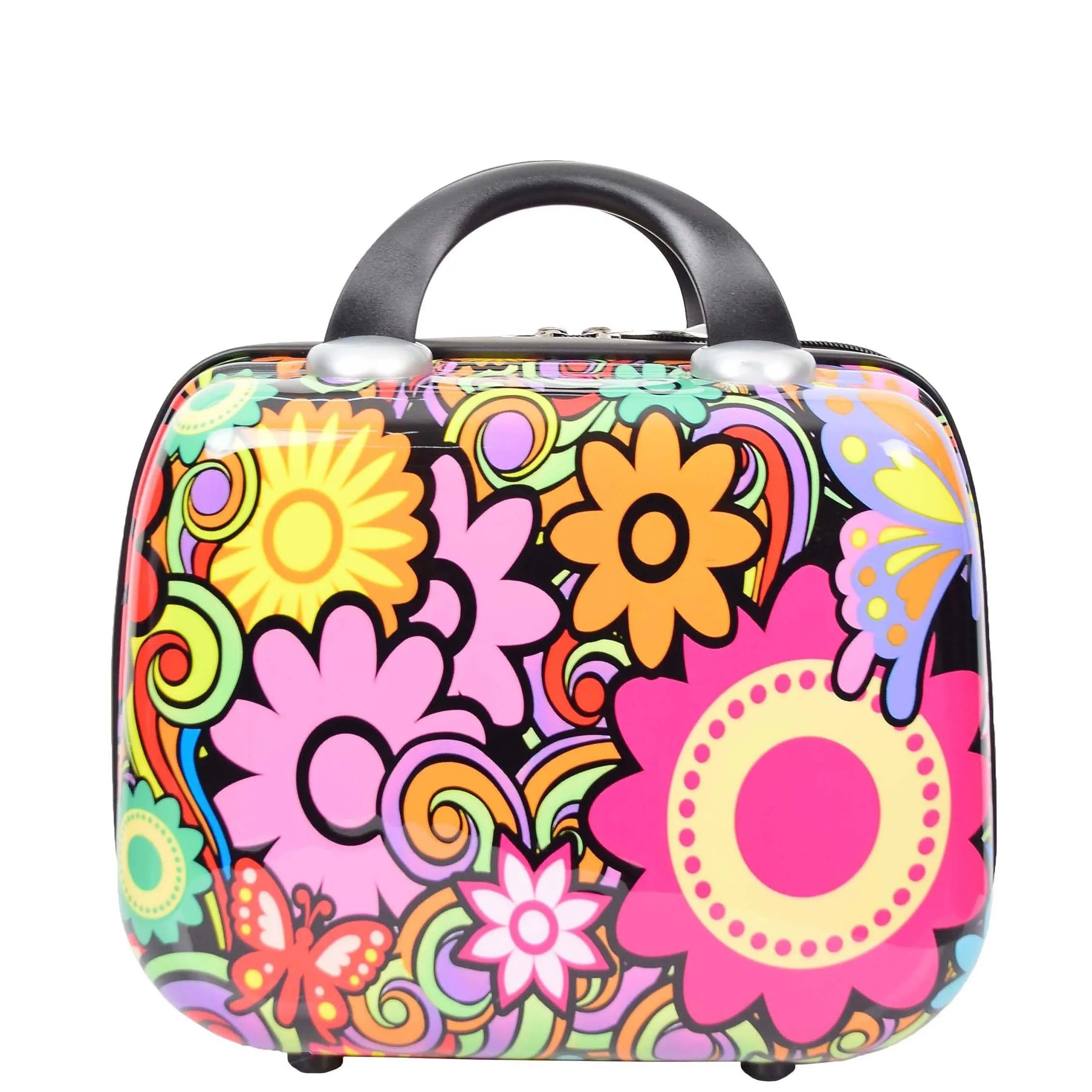 DR576 Expandable Hard Shell Suitcase Four Wheel Luggage Flower Print