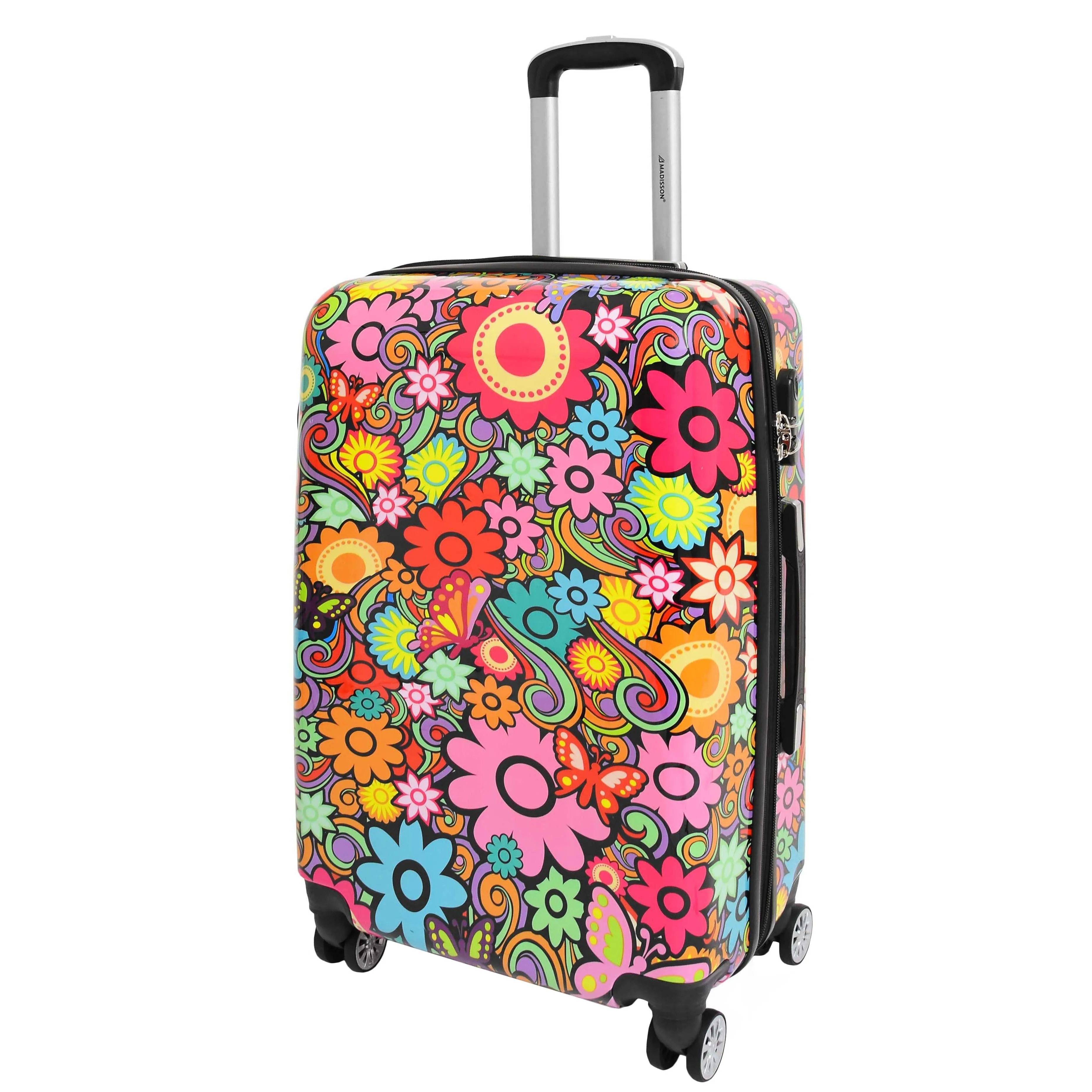 DR576 Expandable Hard Shell Suitcase Four Wheel Luggage Flower Print